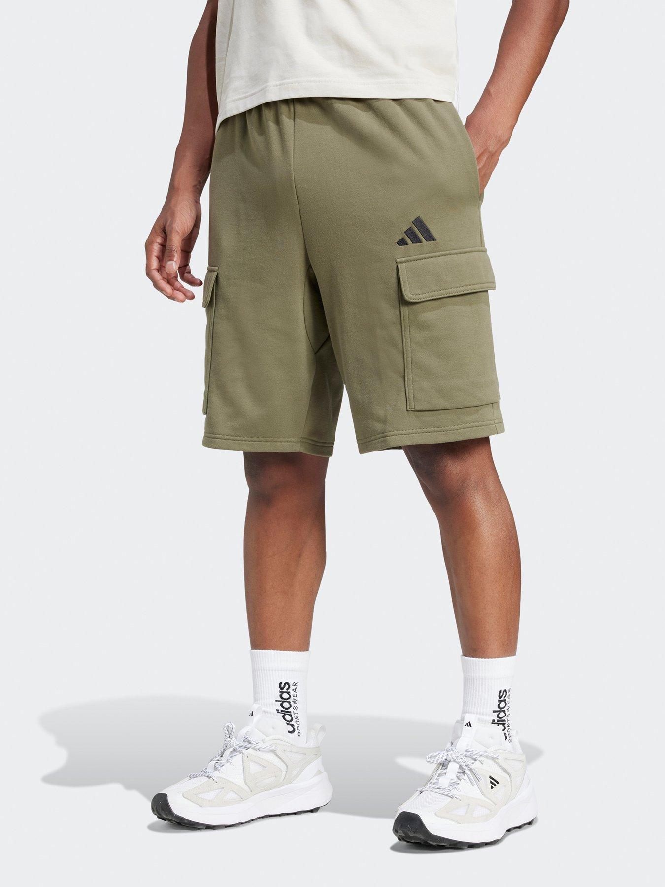 adidas-sportswear-mens-essentials-feelcozy-french-terry-cargo-short-green