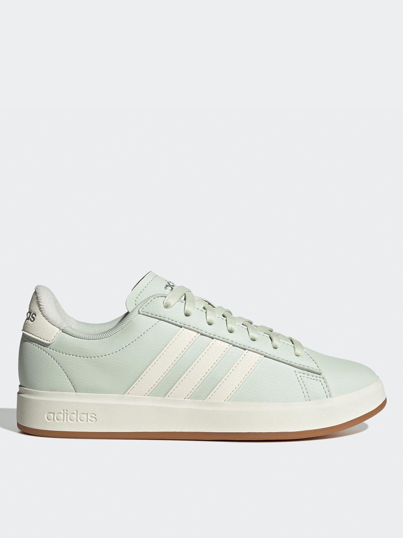  image of adidas-sportswear-womens-grand-court-20-trainers-linen-greenoff-whitesilver-metallic