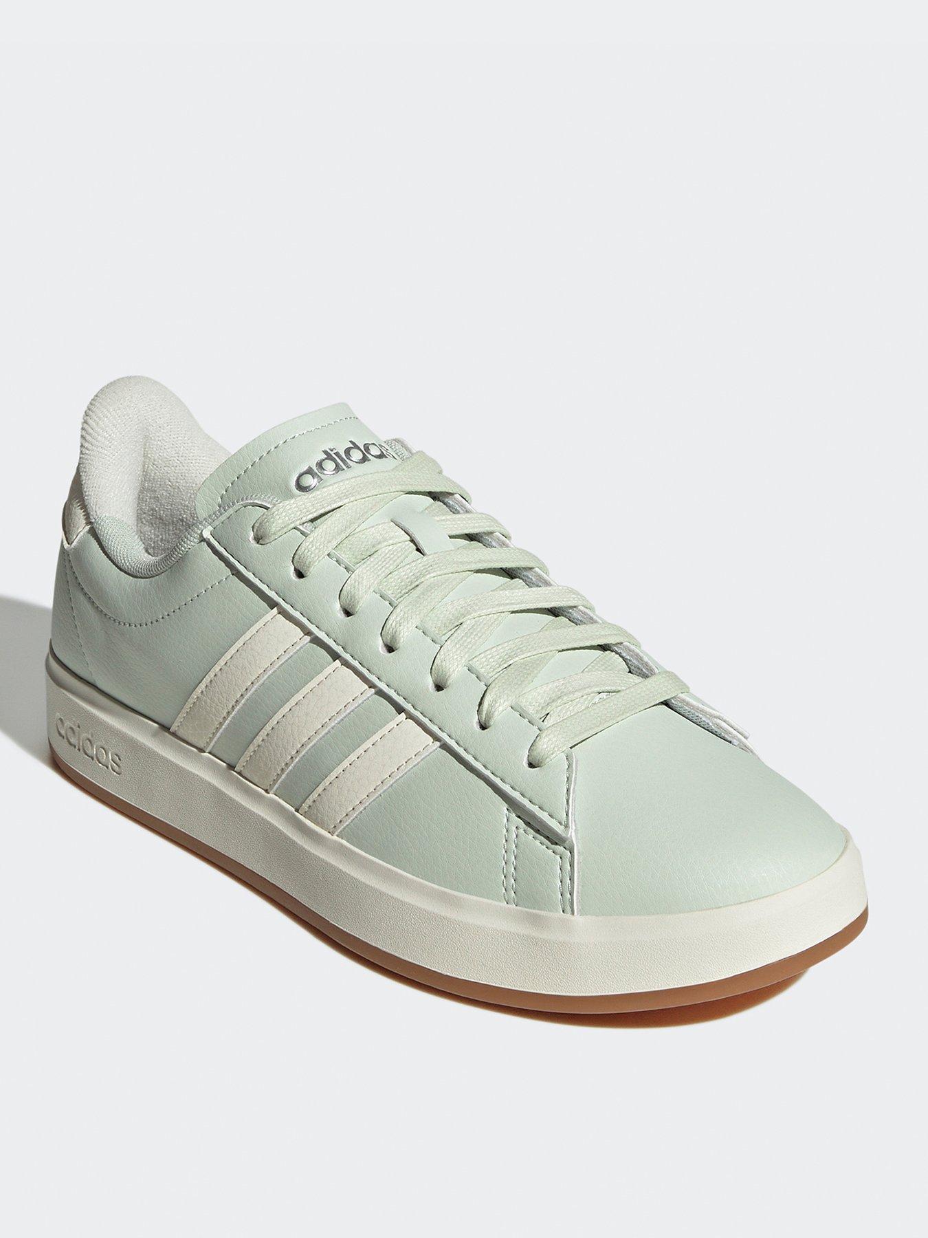  image of adidas-sportswear-womens-grand-court-20-trainers-linen-greenoff-whitesilver-metallic