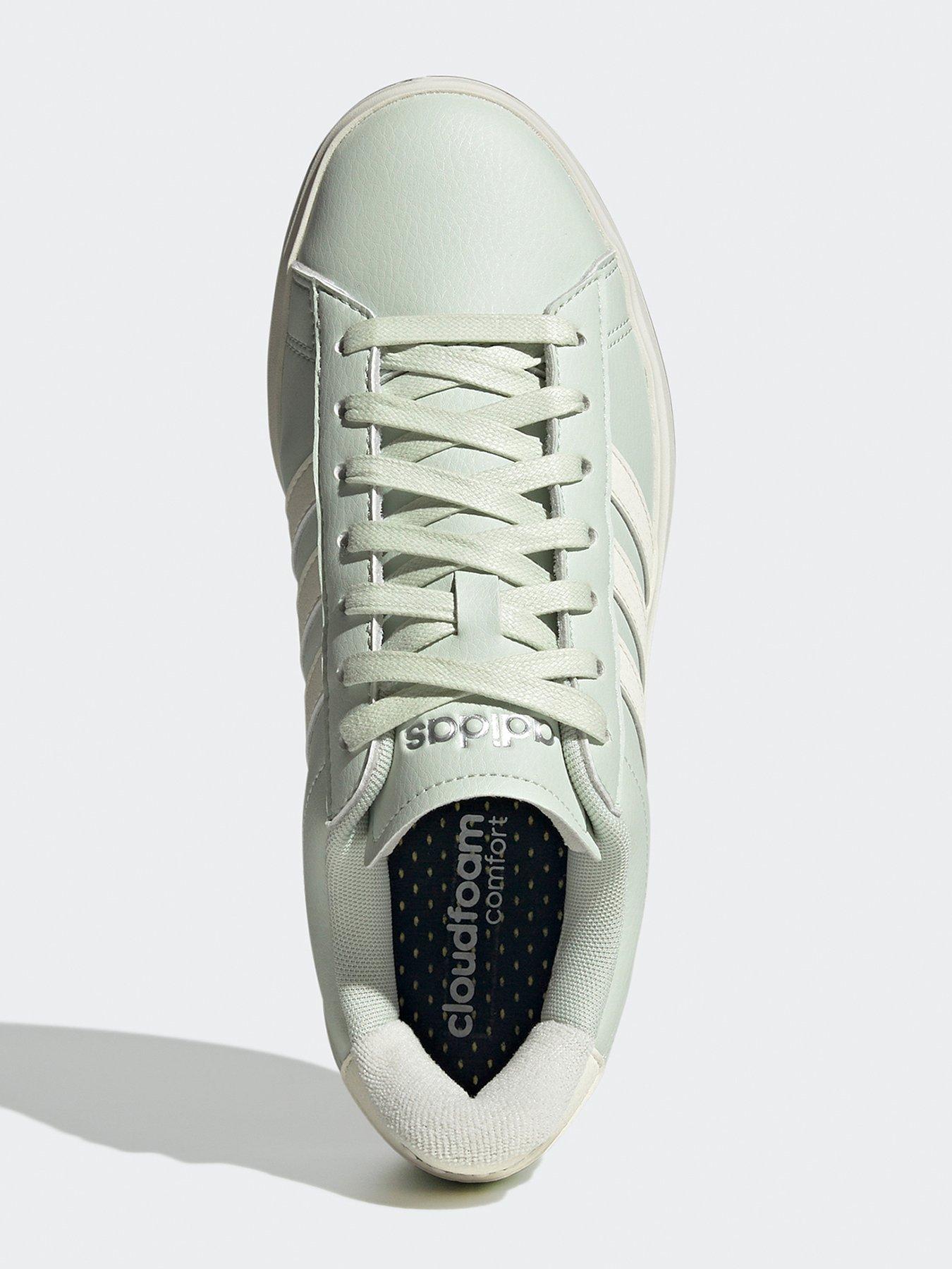  image of adidas-sportswear-womens-grand-court-20-trainers-linen-greenoff-whitesilver-metallic