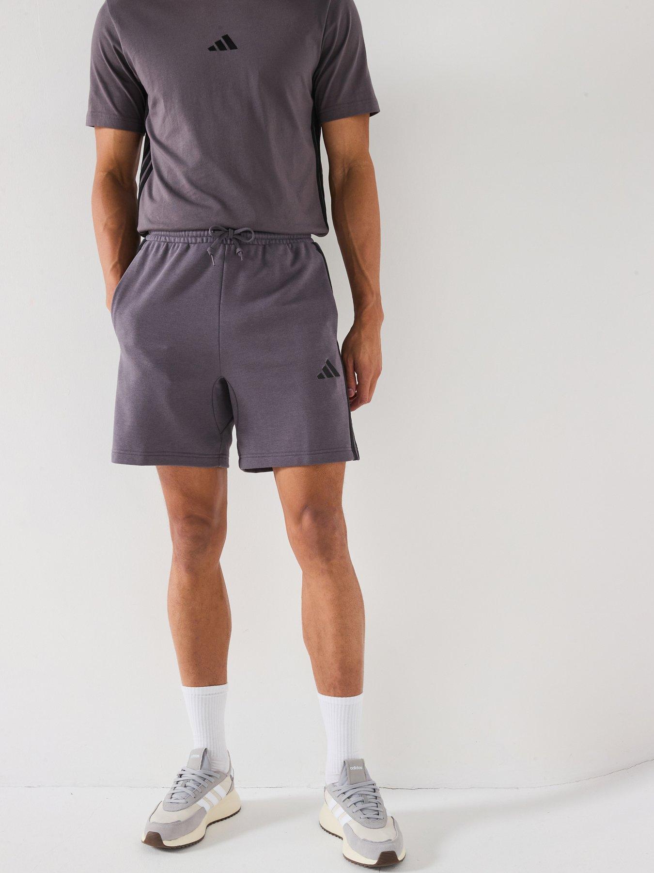 adidas-sportswear-mens-essential-3-stripe-french-terry-shorts-dark-greyblack