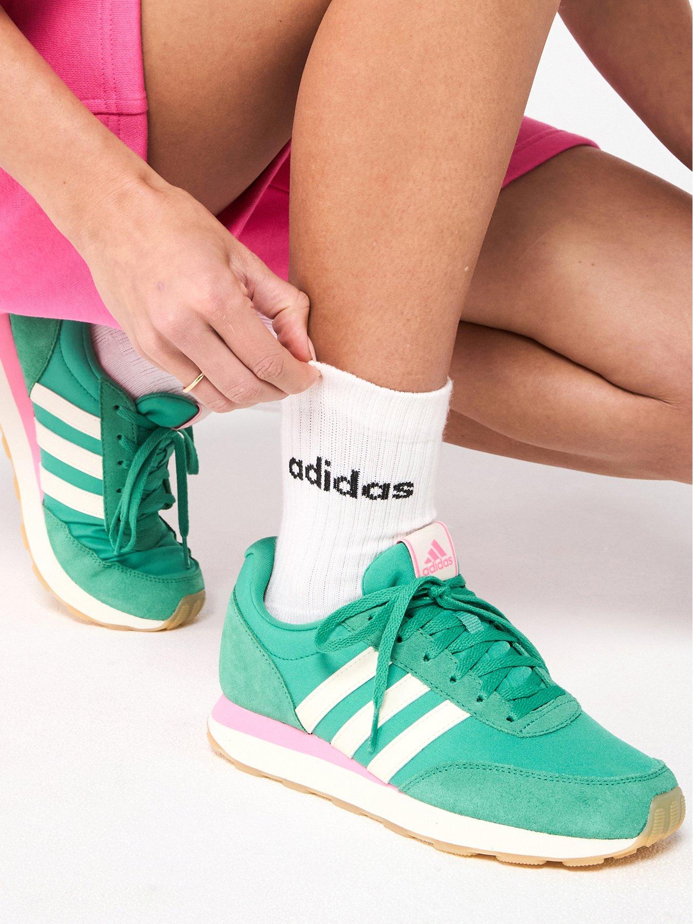  image of adidas-sportswear-womens-run-60s-30-trainers-semi-court-greenoff-whitebliss-pink
