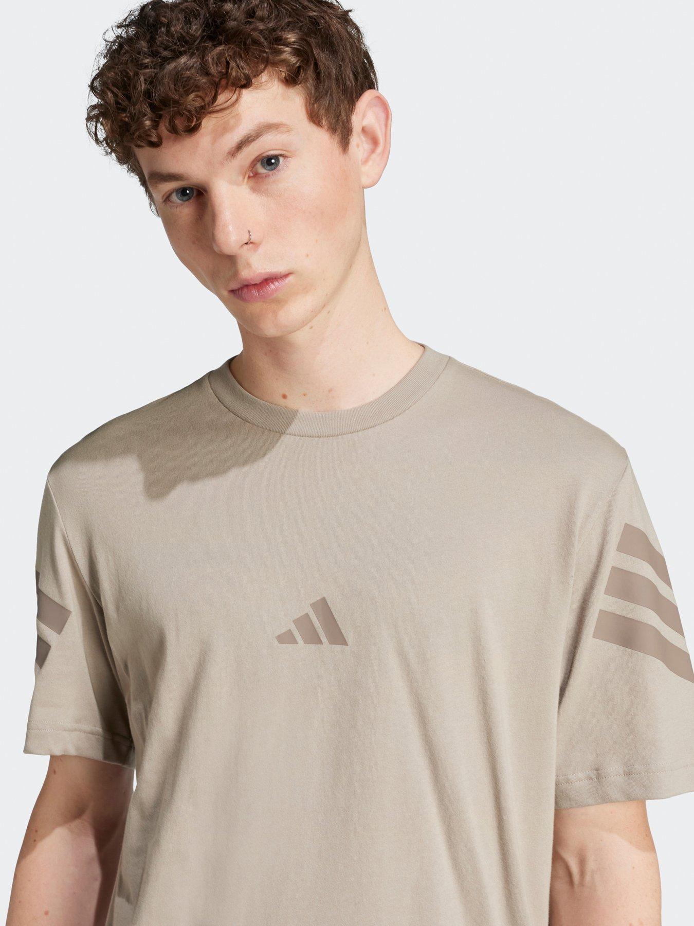  image of adidas-sportswear-mens-future-icons-3-stripe-t-shirt-beige
