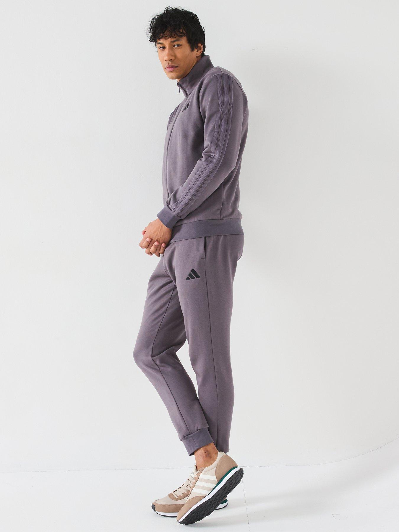 Image 5 of 6 of adidas Sportswear Mens Sportswear Basic 3-stripe Fleece Tracksuit - Dark Grey