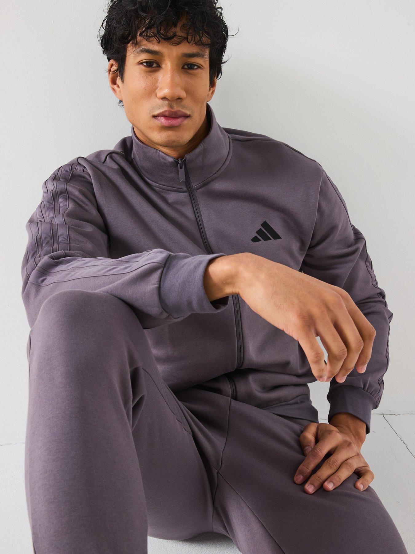 Image 6 of 6 of adidas Sportswear Mens Sportswear Basic 3-stripe Fleece Tracksuit - Dark Grey
