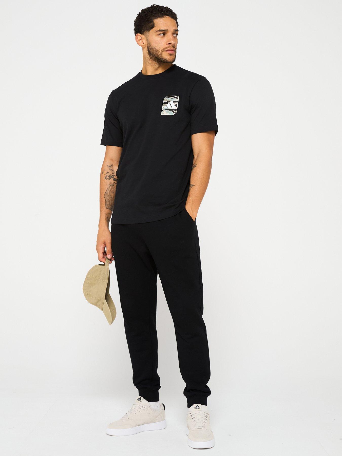  image of adidas-sportswear-mens-camo-woven-graphic-tee-black