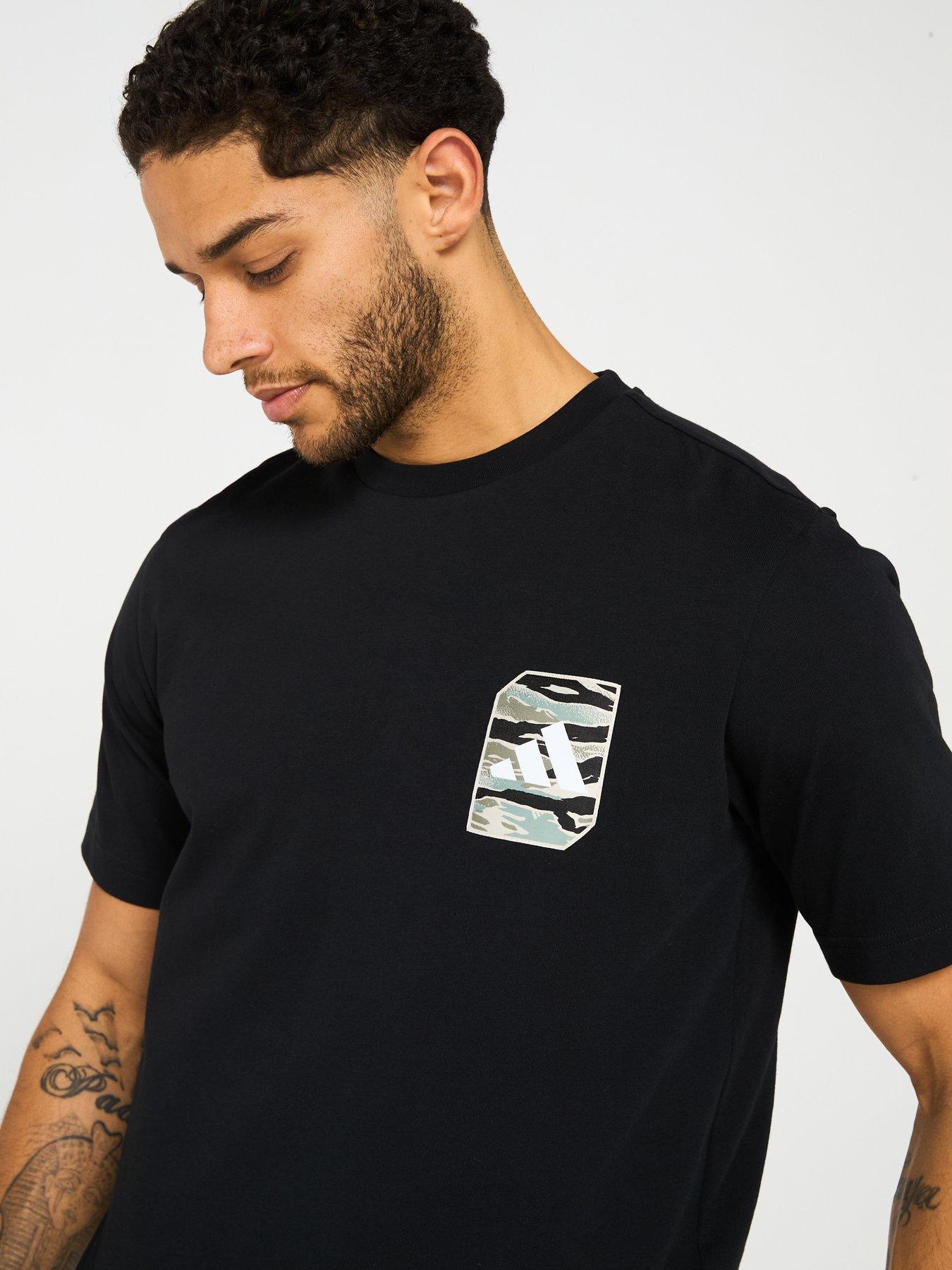  image of adidas-sportswear-mens-camo-woven-graphic-tee-black