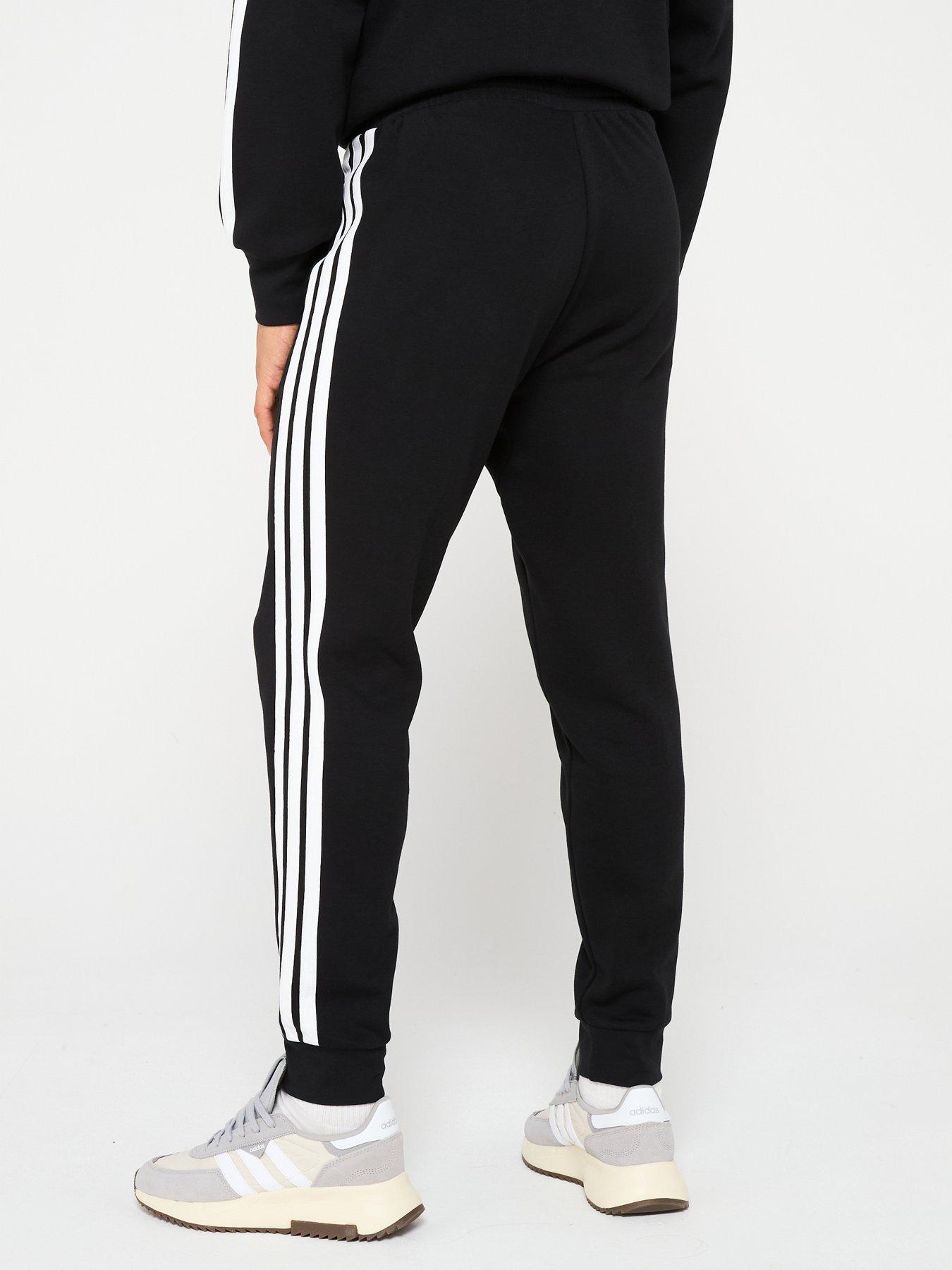  image of adidas-sportswear-mens-essential-3-stripe-fleece-pant-black