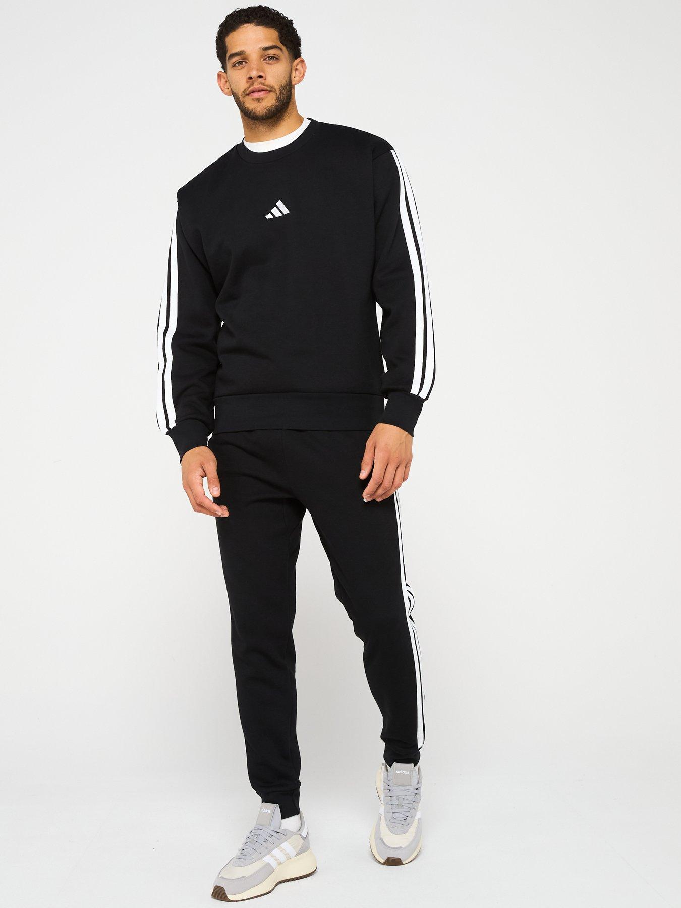  image of adidas-sportswear-mens-essential-3-stripe-fleece-pant-black