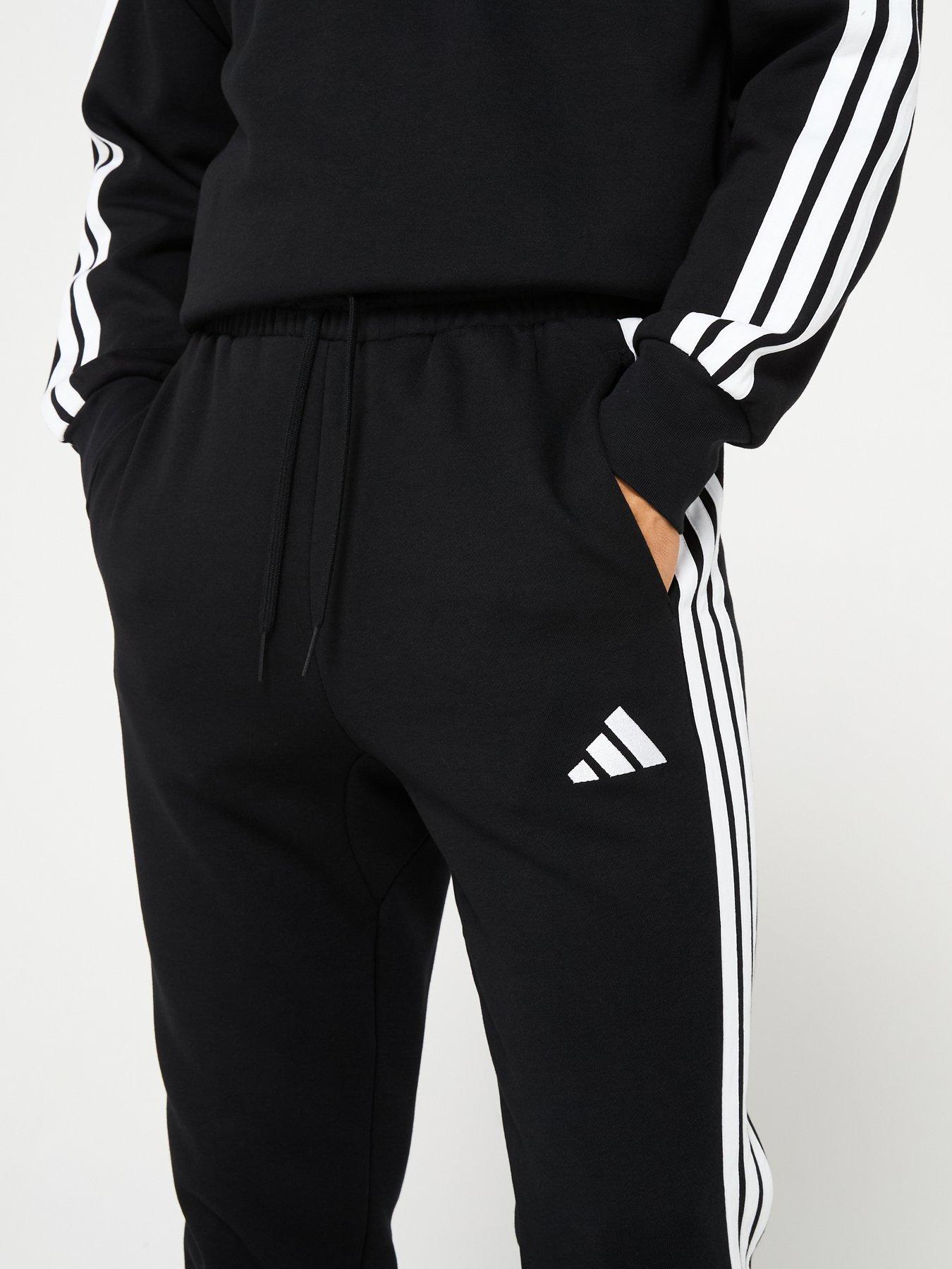  image of adidas-sportswear-mens-essential-3-stripe-fleece-pant-black