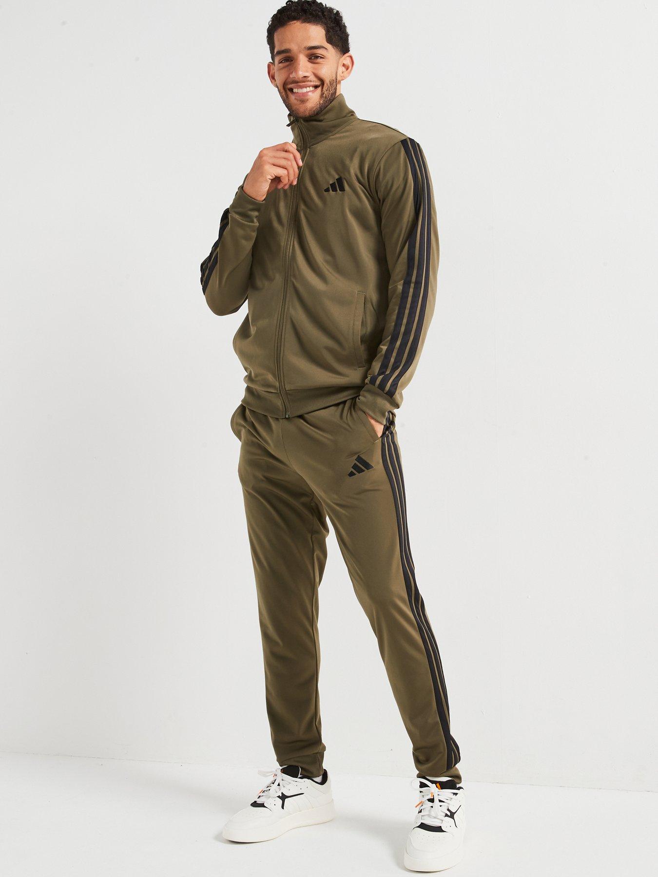 front image of adidas-sportswear-mens-sportswear-basic-3-stripe-tricot-tracksuit-green