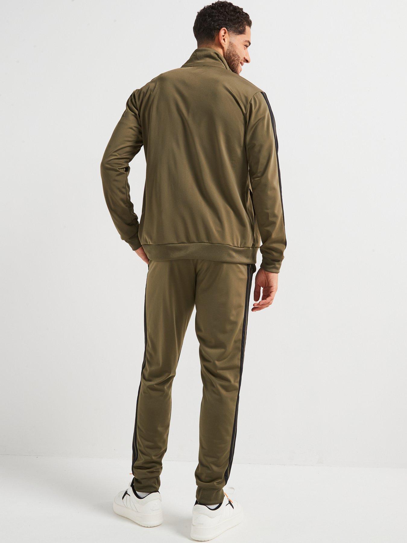stillFront image of adidas-sportswear-mens-sportswear-basic-3-stripe-tricot-tracksuit-green
