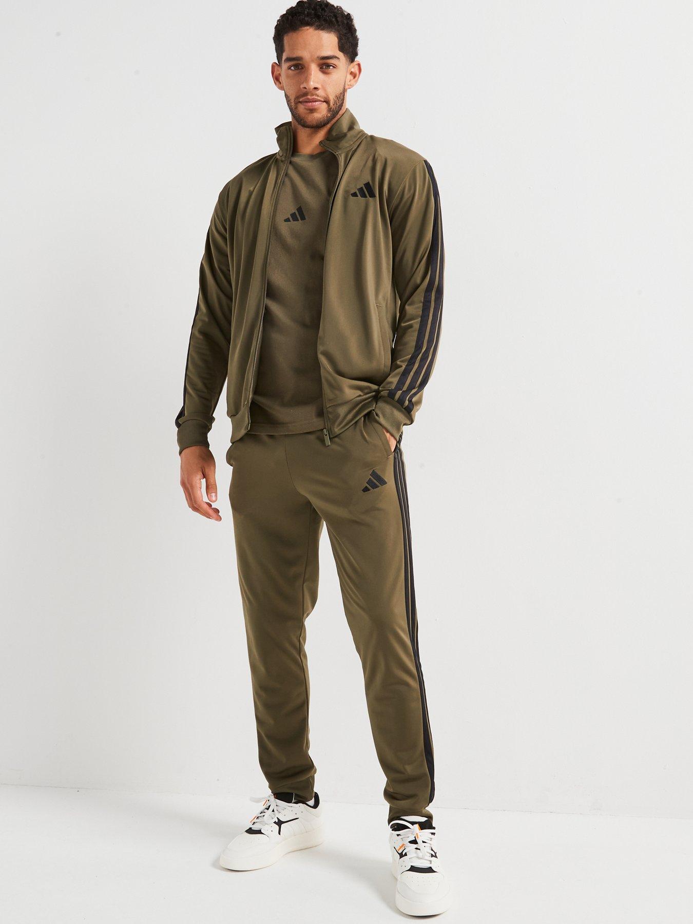  image of adidas-sportswear-mens-sportswear-basic-3-stripe-tricot-tracksuit-green