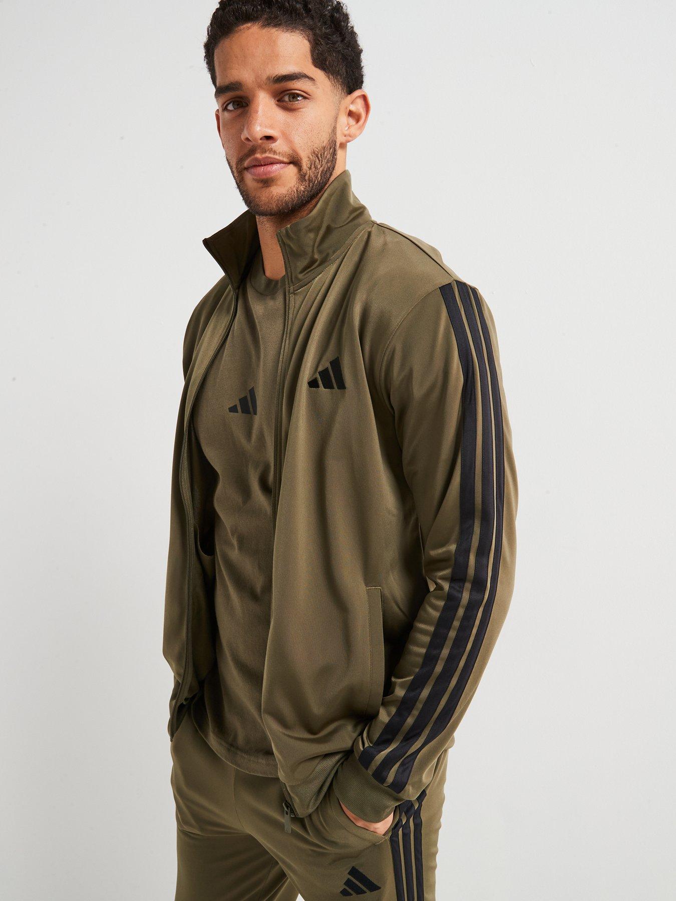  image of adidas-sportswear-mens-sportswear-basic-3-stripe-tricot-tracksuit-green
