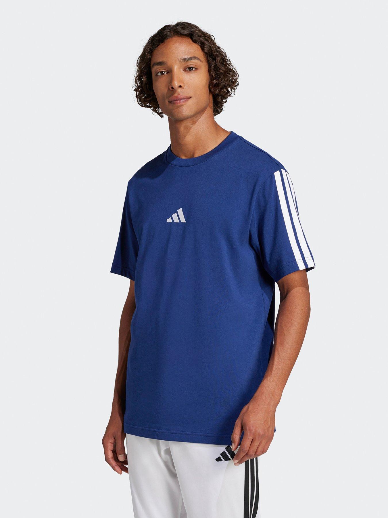 adidas Sportswear Mens Essentials 3-Stripe Single Jersey T-Shirt - Blue