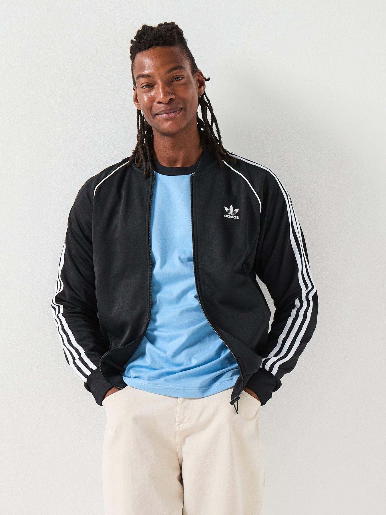 adidas Originals Mens 3-Stripe Full Zip Top - Black