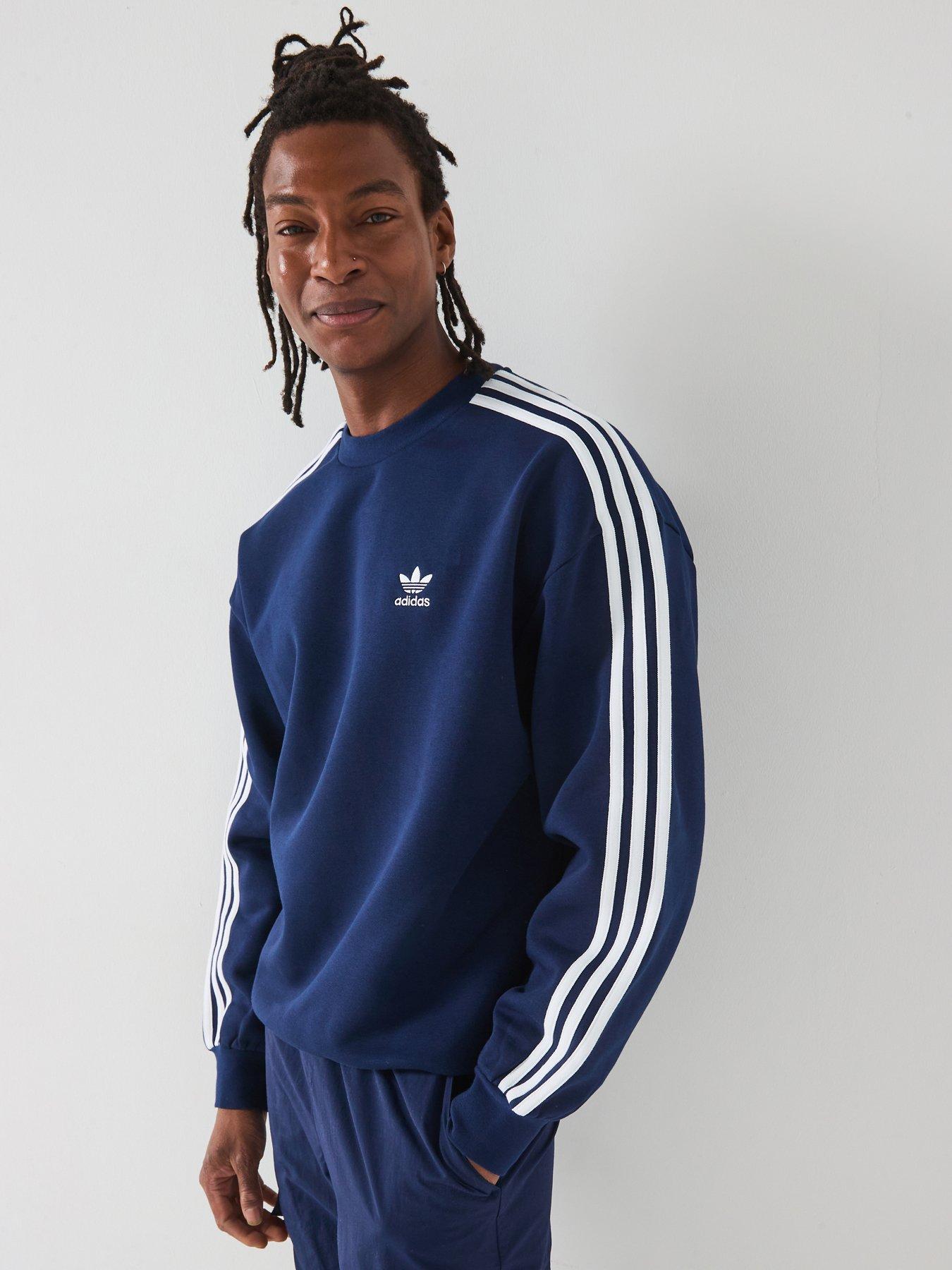  image of adidas-originals-mens-adicolor-oversized-crew-sweat-navy-blue