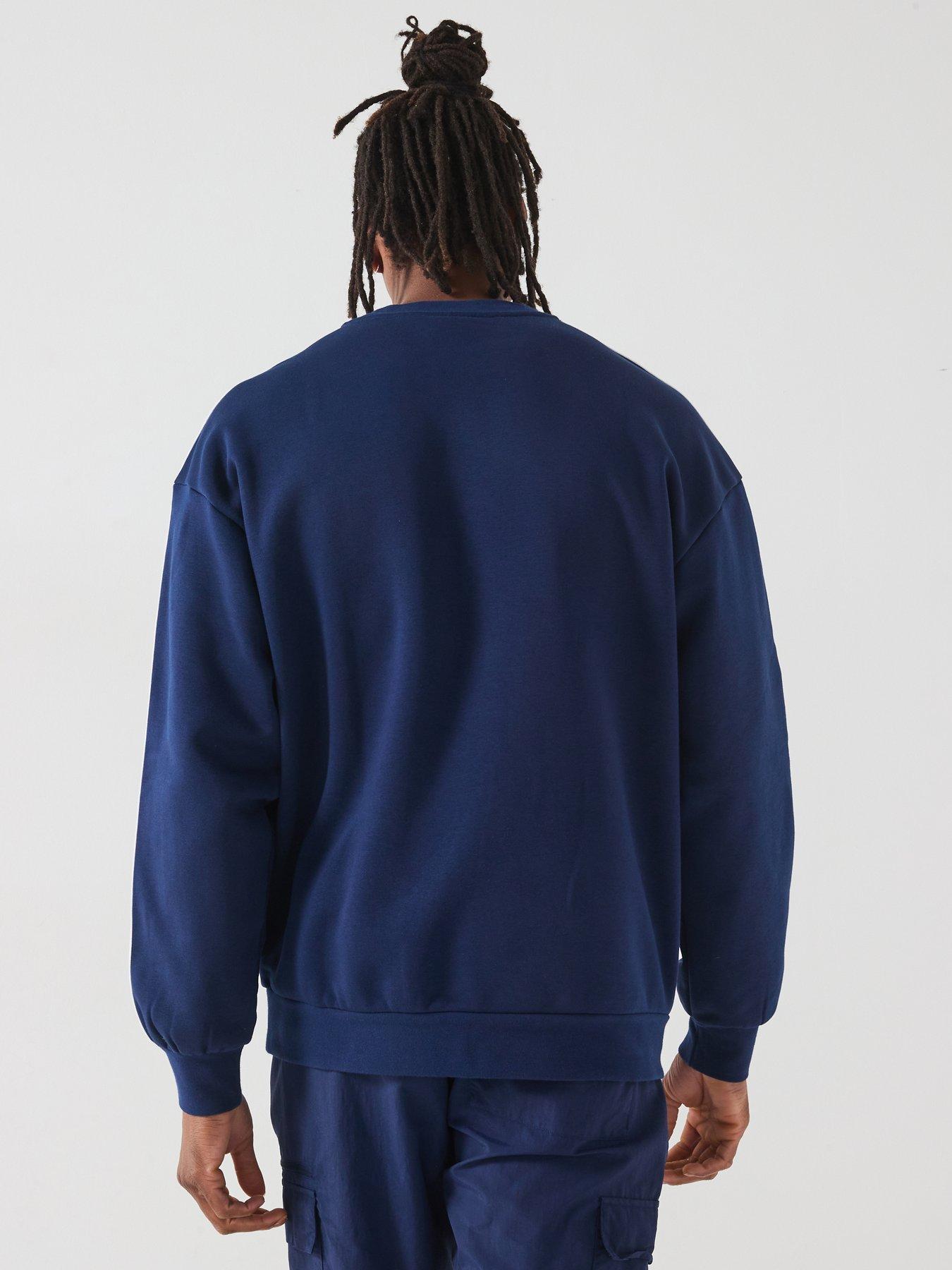  image of adidas-originals-mens-adicolor-oversized-crew-sweat-navy-blue