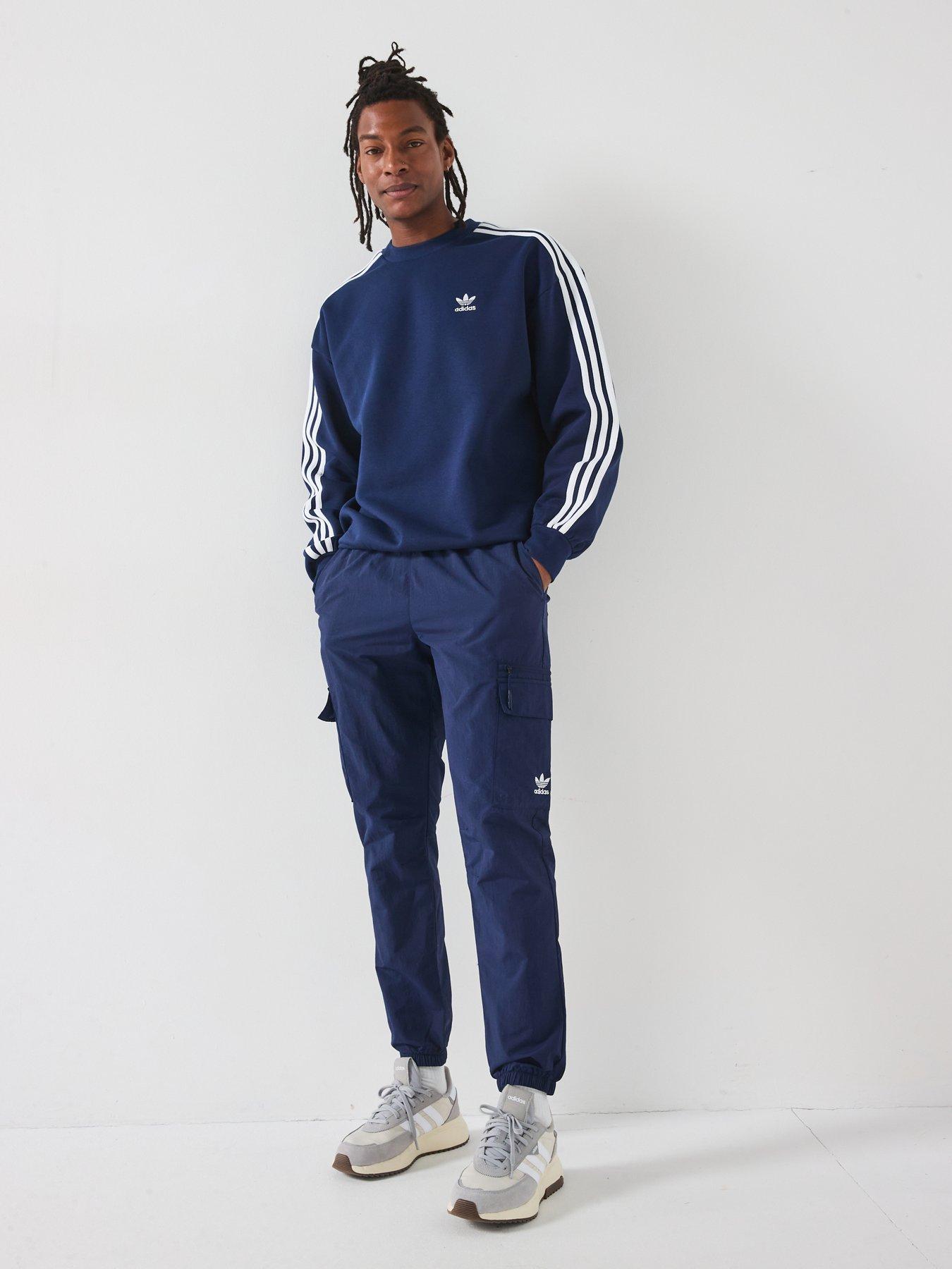 image of adidas-originals-mens-adicolor-oversized-crew-sweat-navy-blue