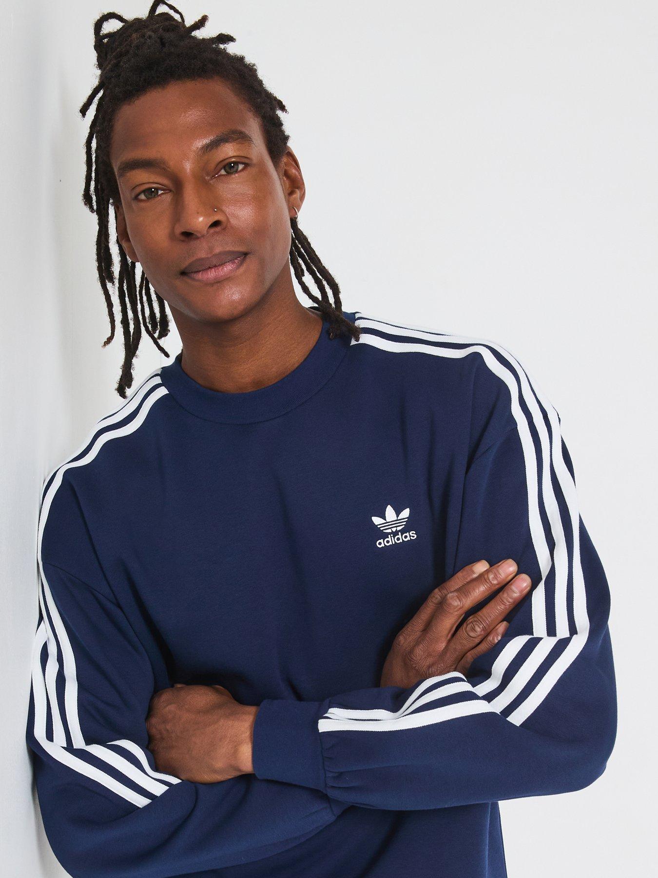  image of adidas-originals-mens-adicolor-oversized-crew-sweat-navy-blue