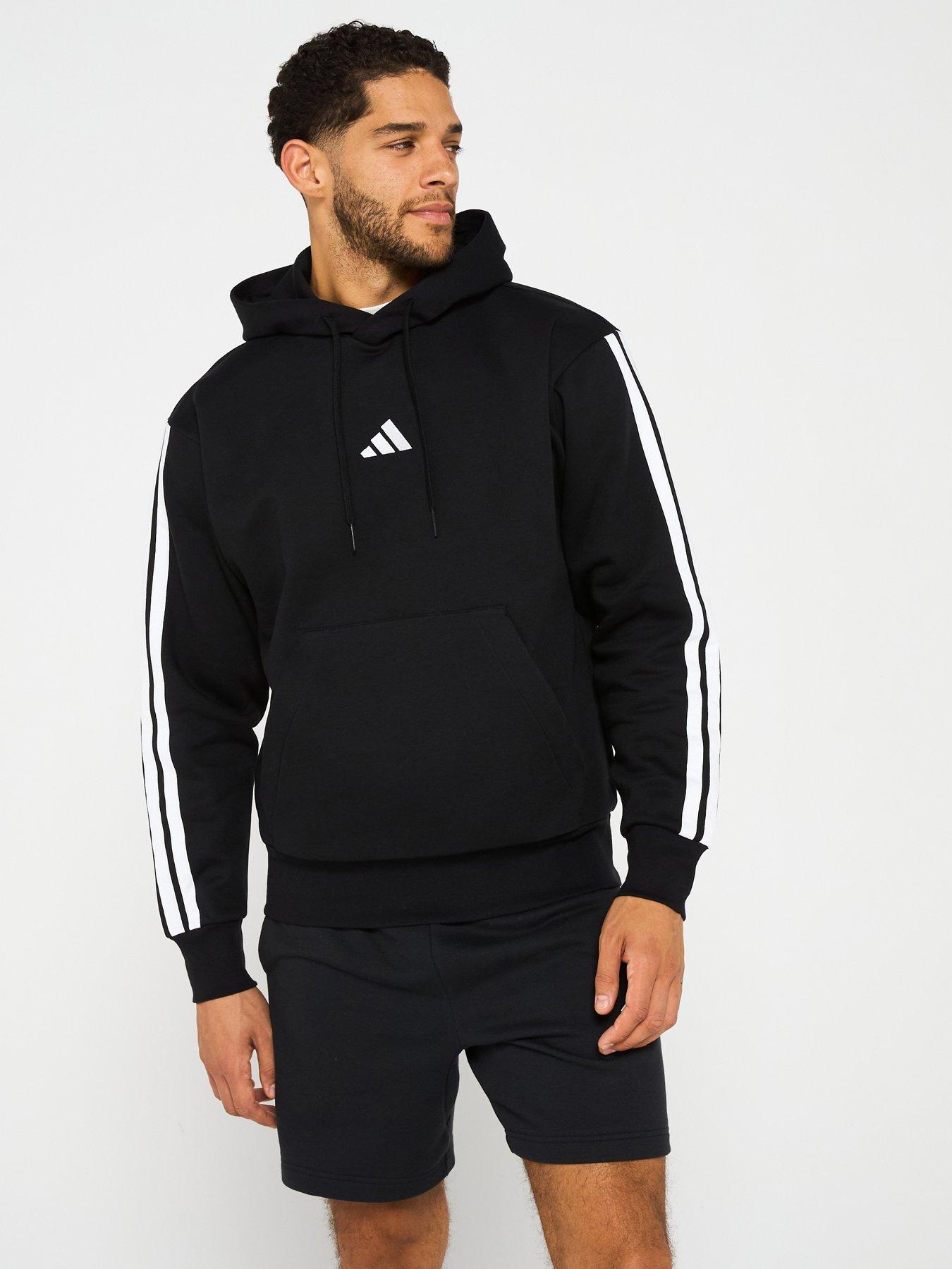 adidas-sportswear-mens-essential-3-stripe-overhead-fleece-hoodie-black