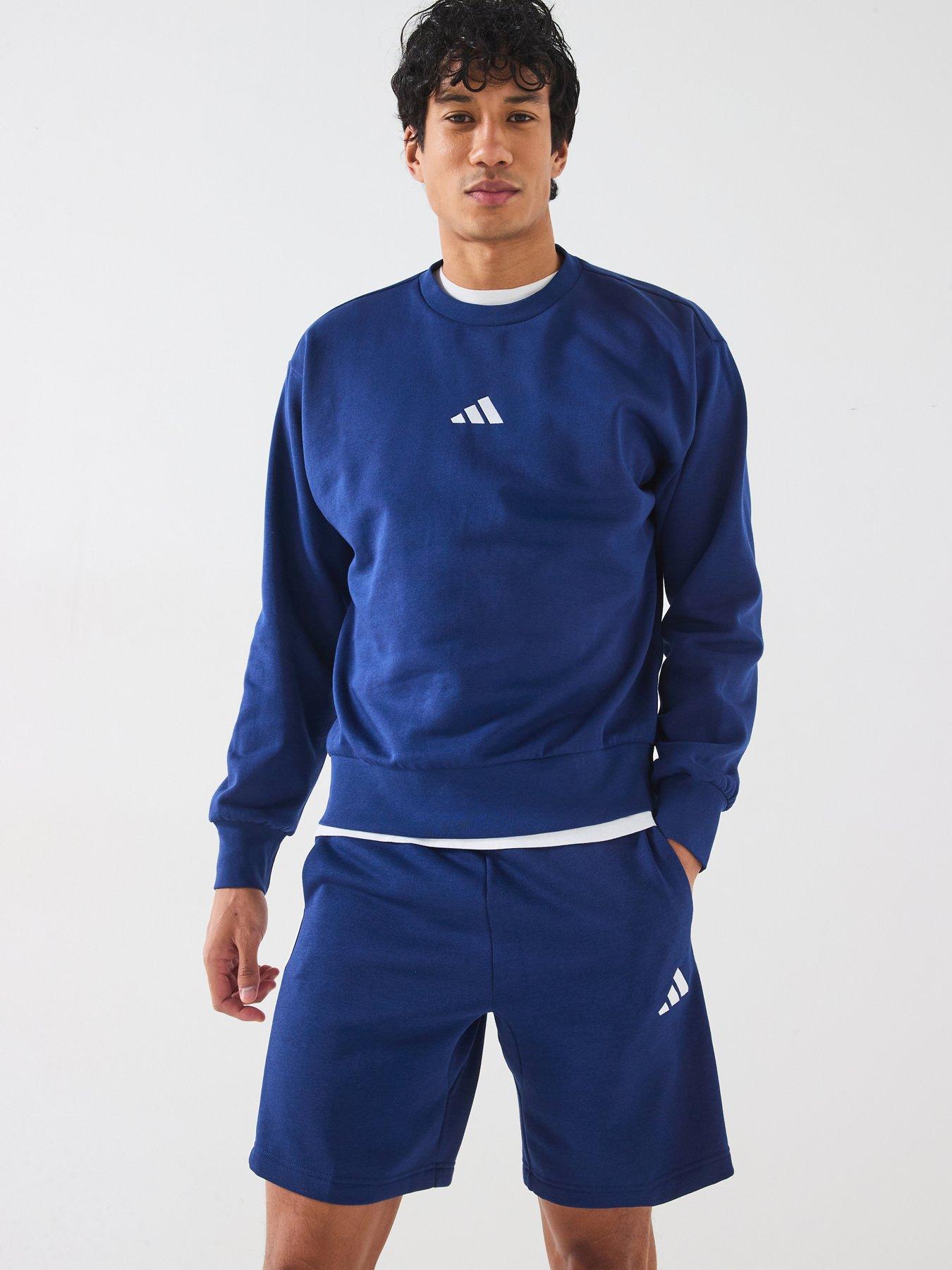 image of adidas-sportswear-mens-essentials-feelcozy-fleece-sweatshirt-blue
