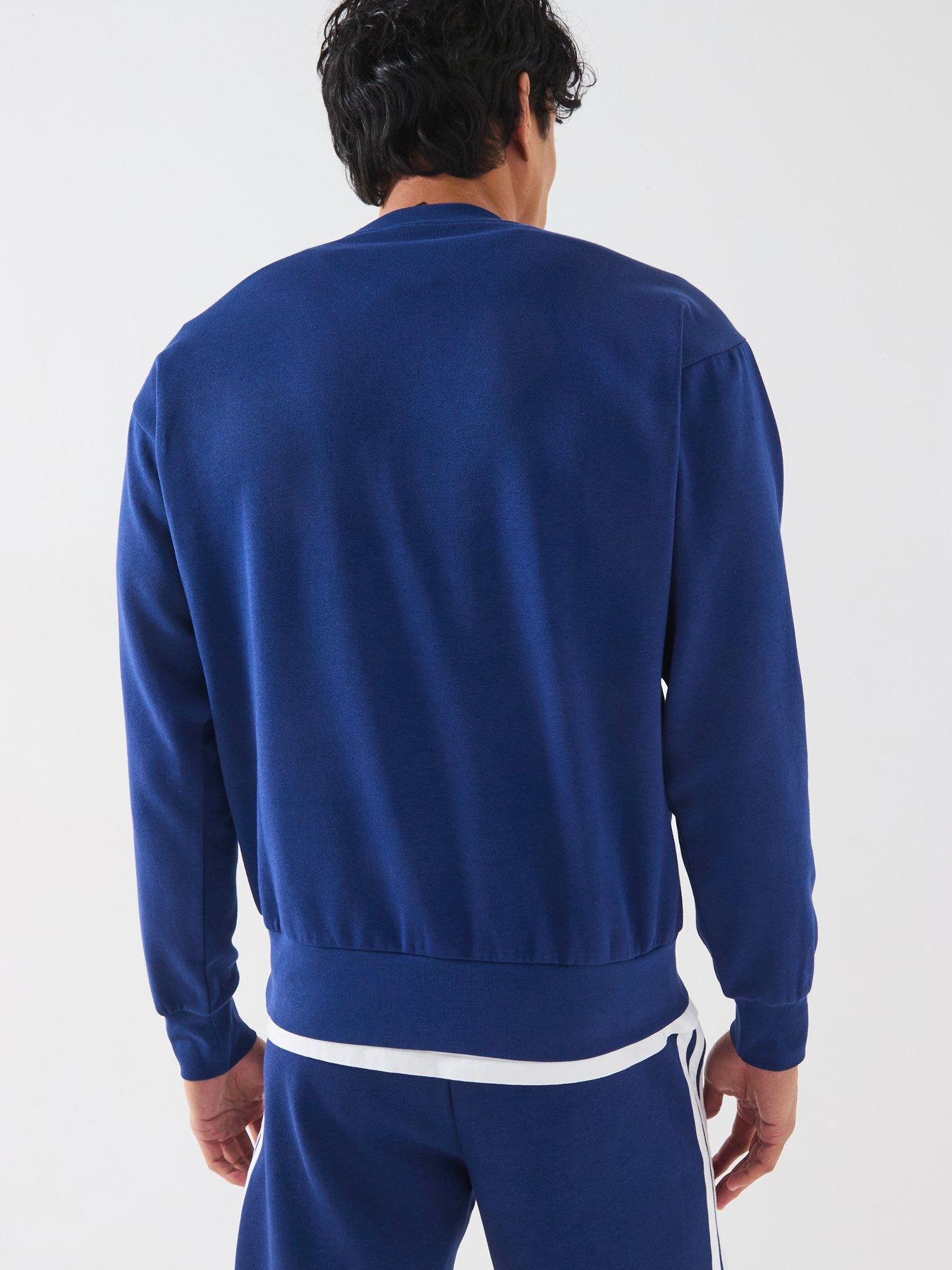  image of adidas-sportswear-mens-essentials-feelcozy-fleece-sweatshirt-blue