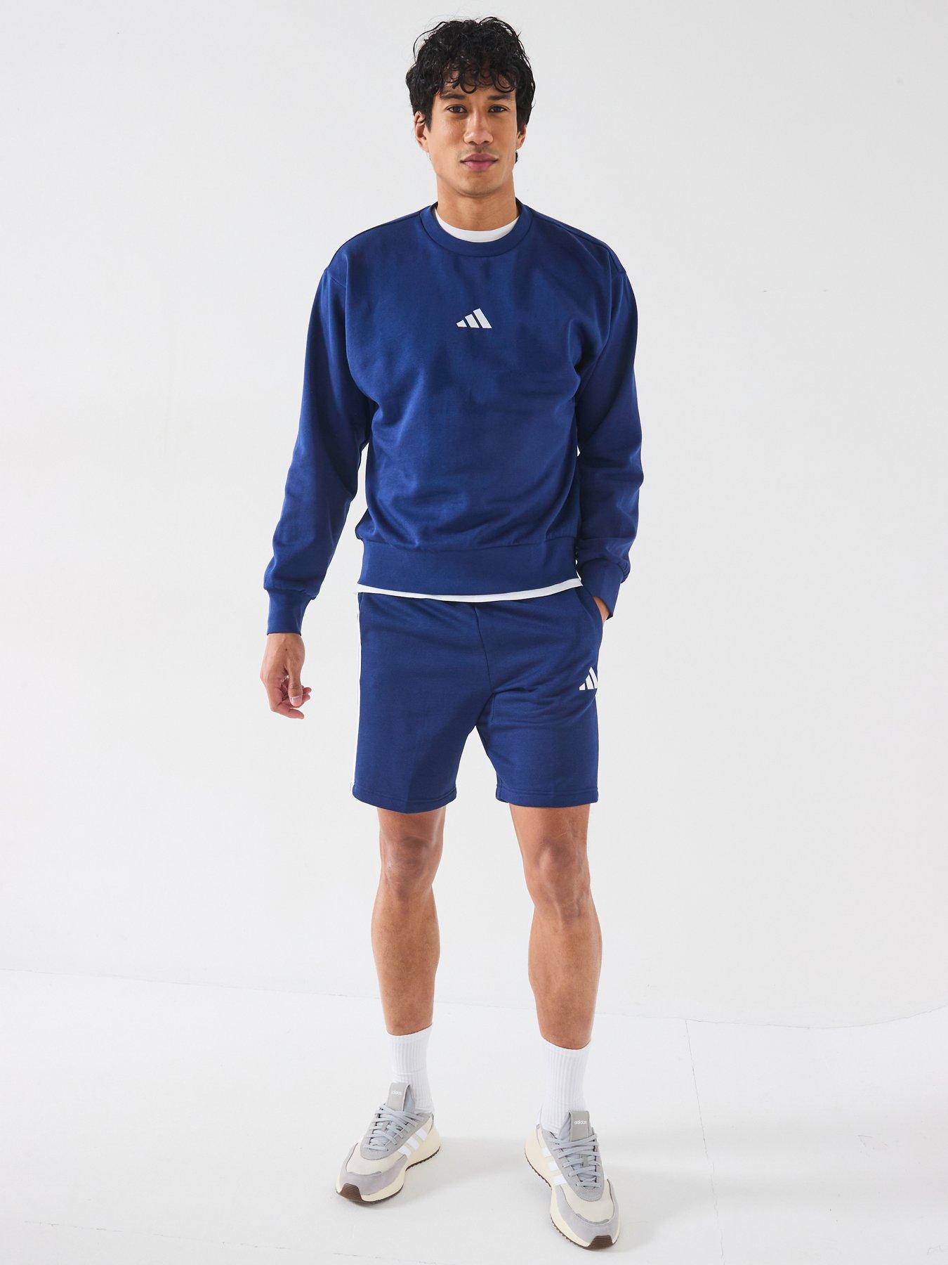  image of adidas-sportswear-mens-essentials-feelcozy-fleece-sweatshirt-blue