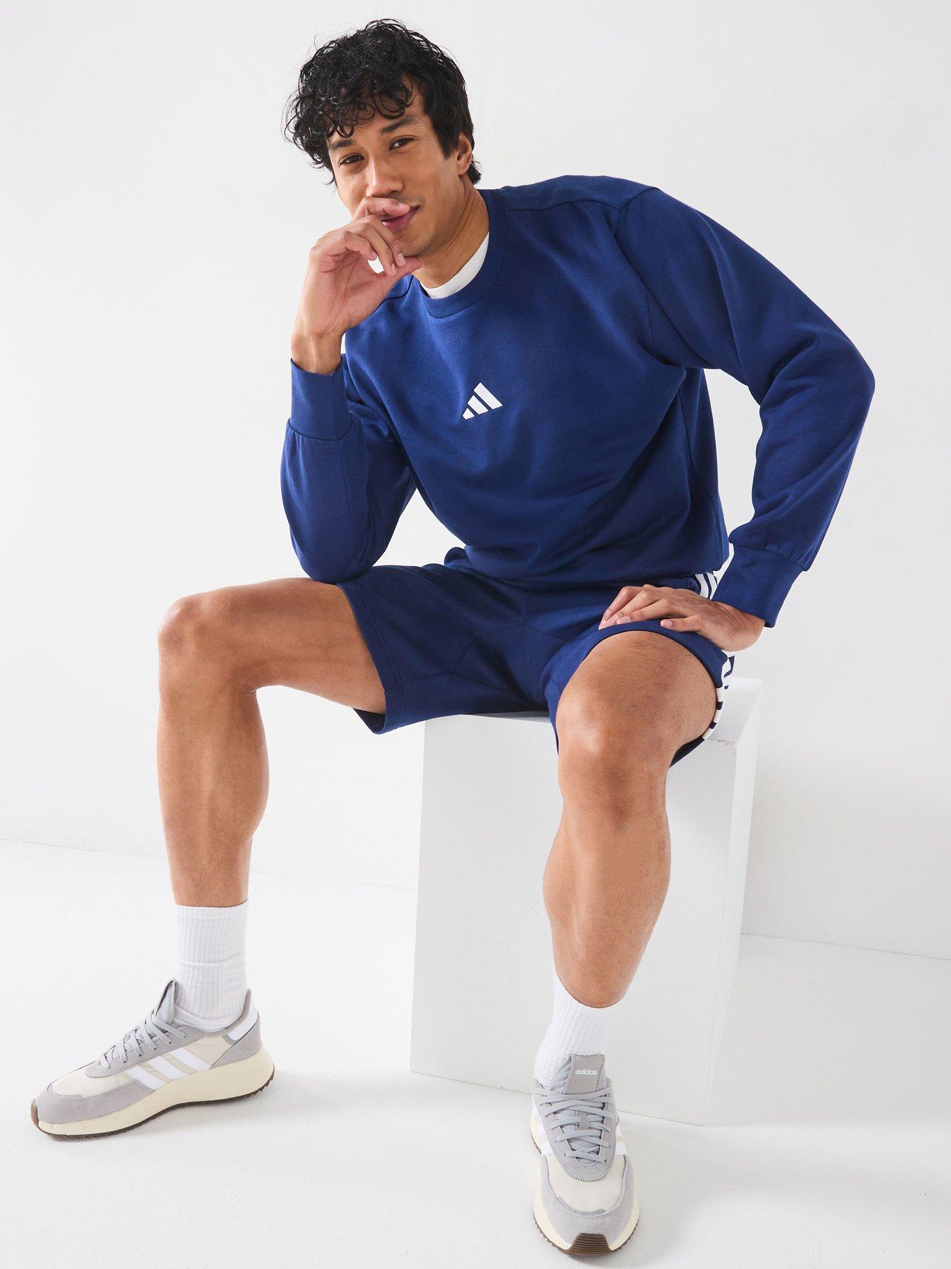  image of adidas-sportswear-mens-essentials-feelcozy-fleece-sweatshirt-blue