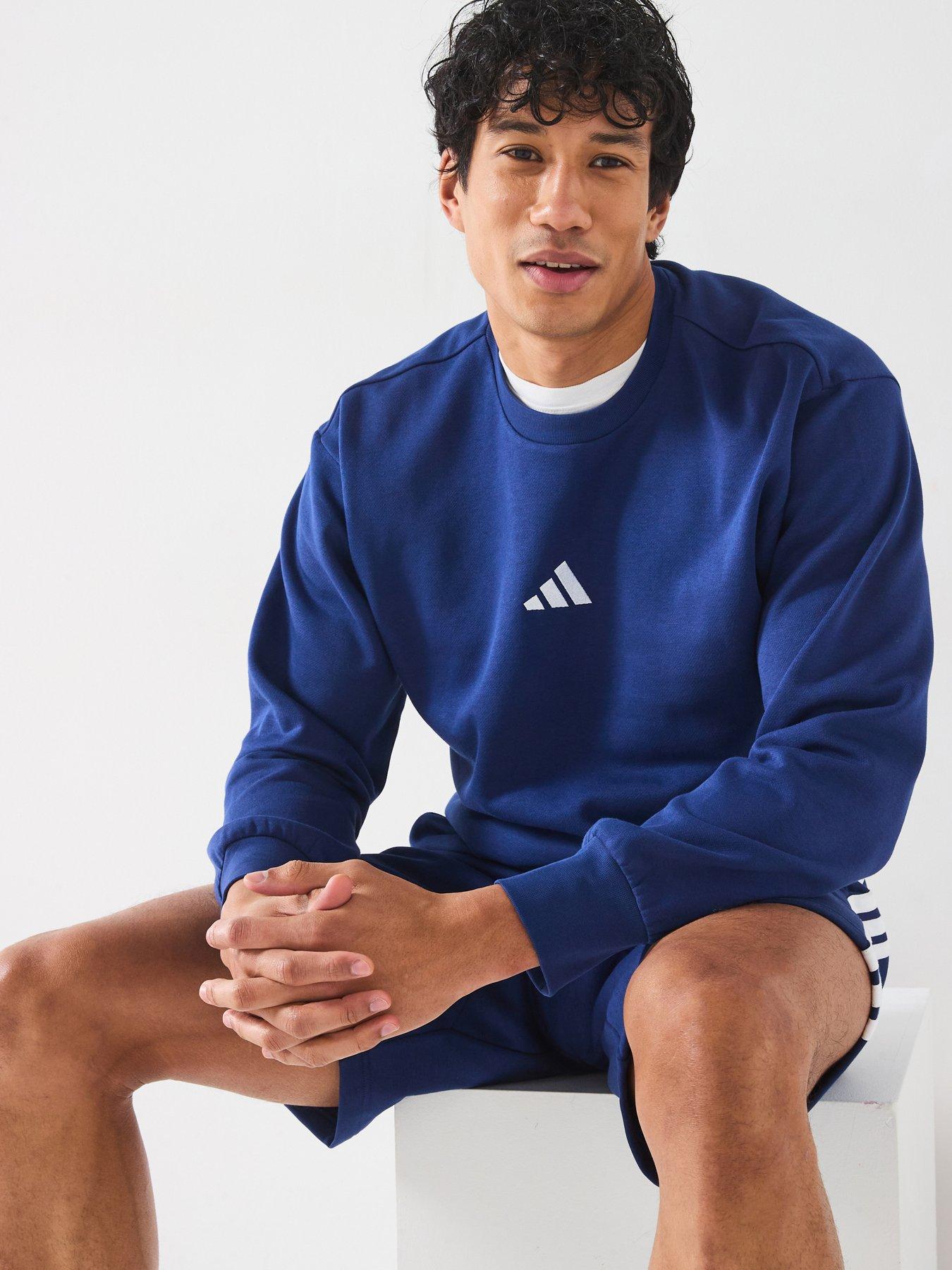  image of adidas-sportswear-mens-essentials-feelcozy-fleece-sweatshirt-blue