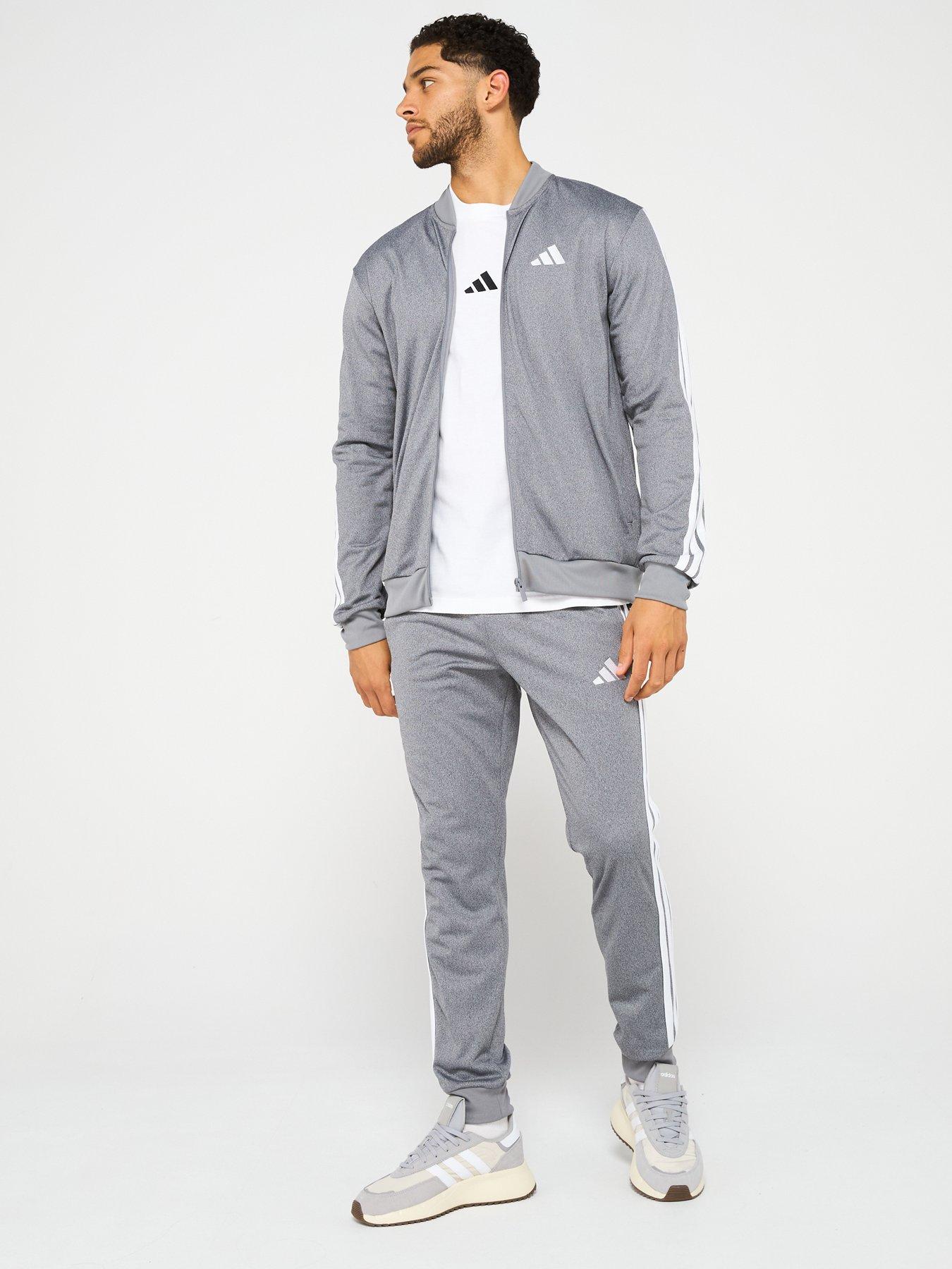  image of adidas-sportswear-mens-tricot-regular-fit-meacutelange-track-top-black