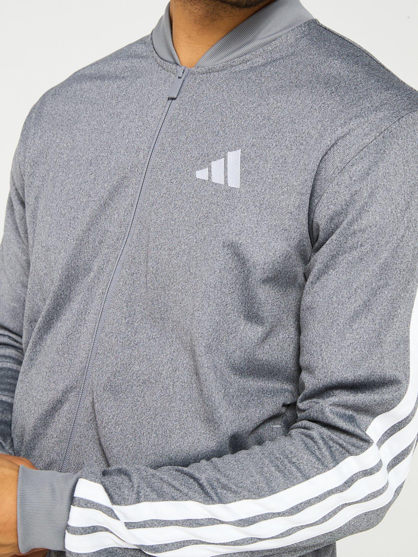  image of adidas-sportswear-mens-tricot-regular-fit-meacutelange-track-top-black