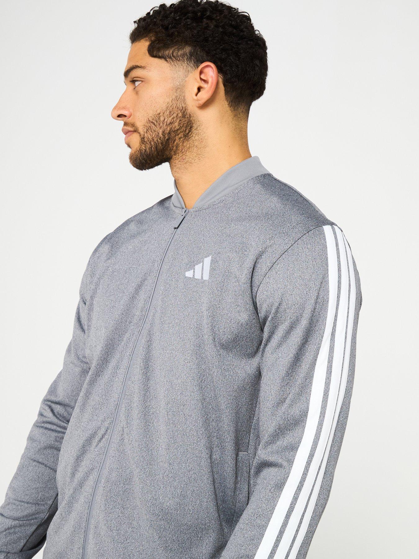  image of adidas-sportswear-mens-tricot-regular-fit-meacutelange-track-top-black