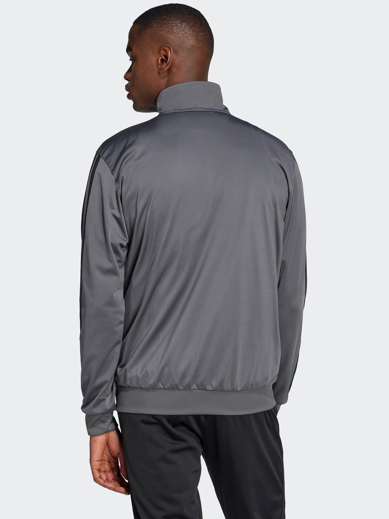  image of adidas-sportswear-mens-3-stripe-tricot-regular-track-jacket-dark-grey