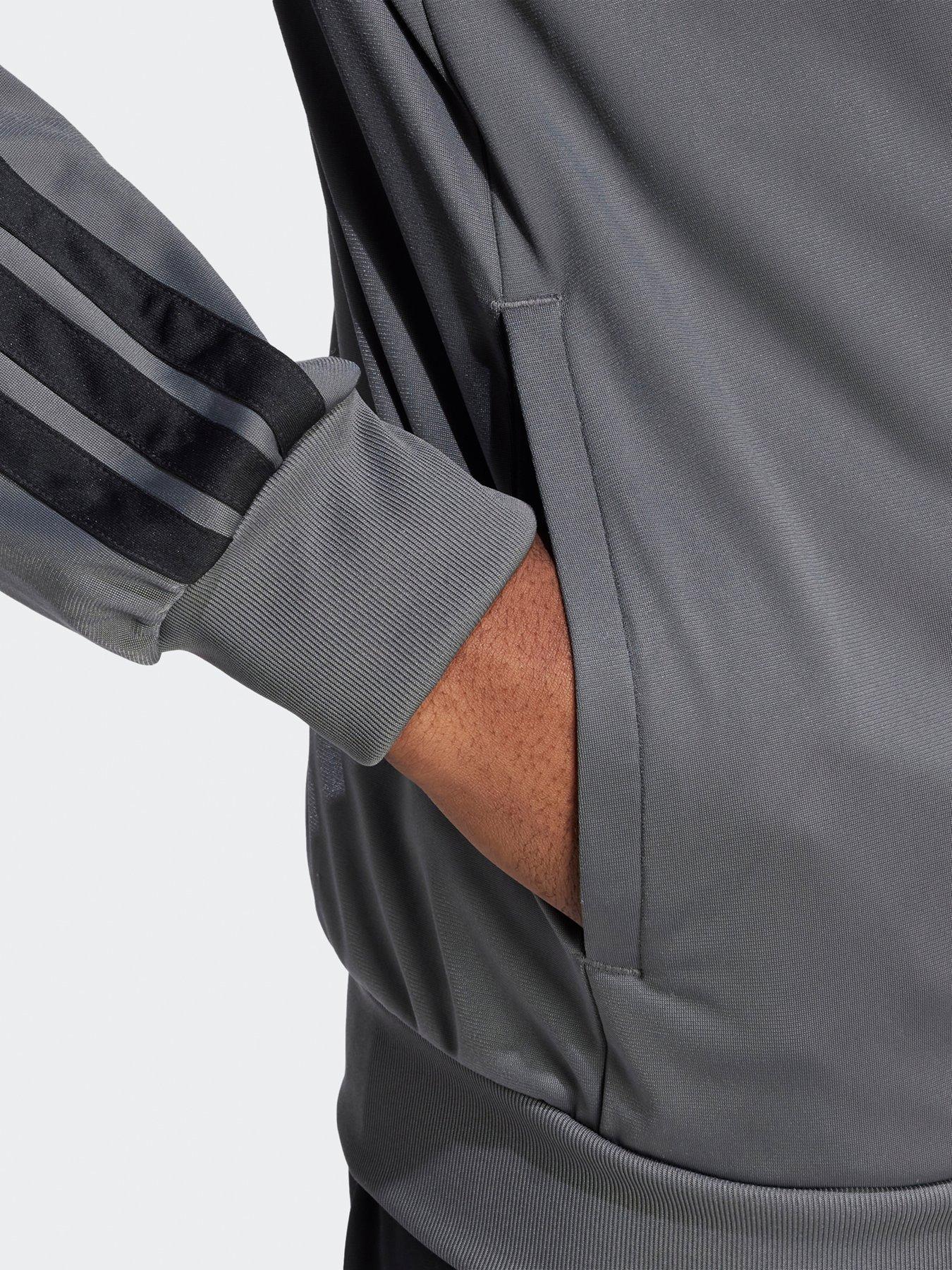  image of adidas-sportswear-mens-3-stripe-tricot-regular-track-jacket-dark-grey