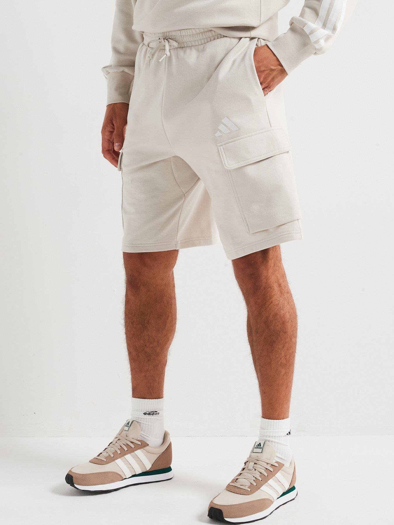 adidas-sportswear-mens-essentials-feel-cozy-french-terry-cargo-shorts-grey
