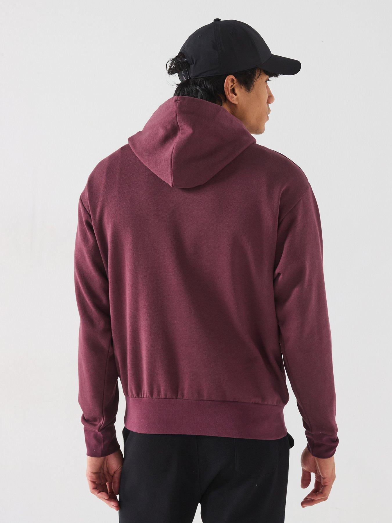  image of adidas-sportswear-mens-essentials-feelcozy-fleece-hoodie-burgundy