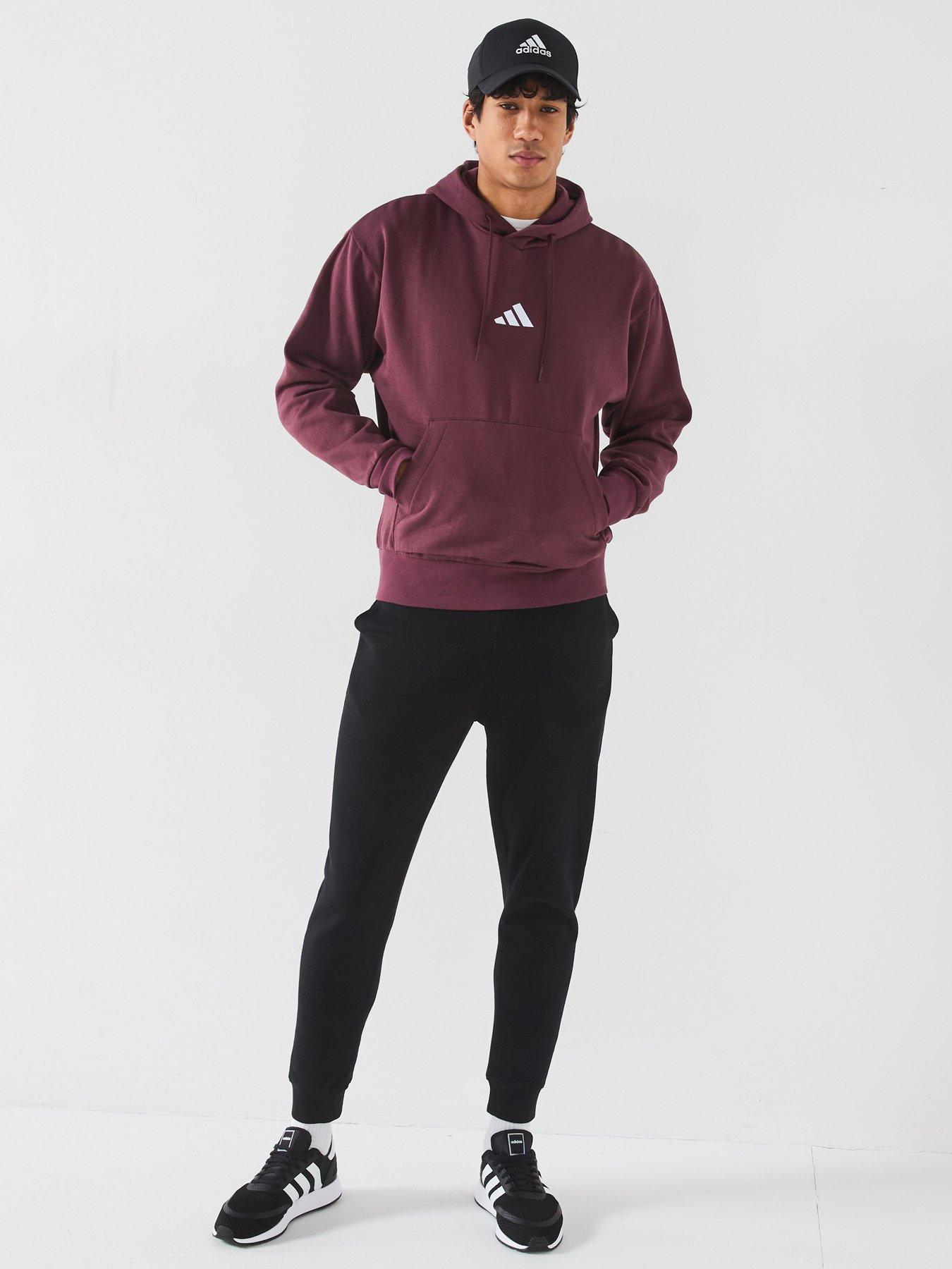 image of adidas-sportswear-mens-essentials-feelcozy-fleece-hoodie-burgundy