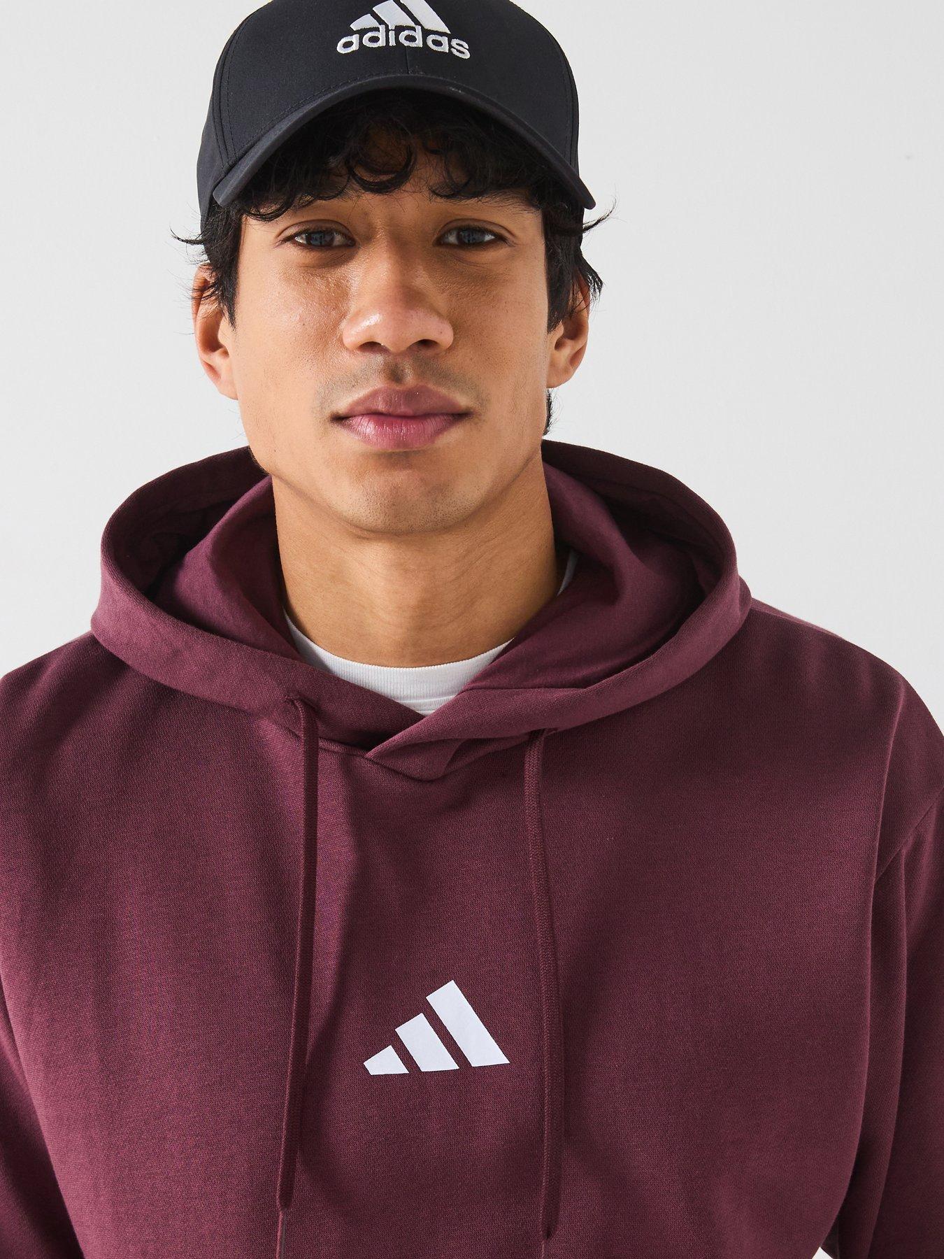  image of adidas-sportswear-mens-essentials-feelcozy-fleece-hoodie-burgundy