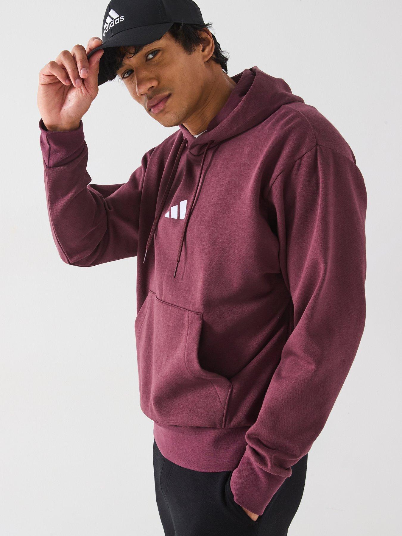  image of adidas-sportswear-mens-essentials-feelcozy-fleece-hoodie-burgundy
