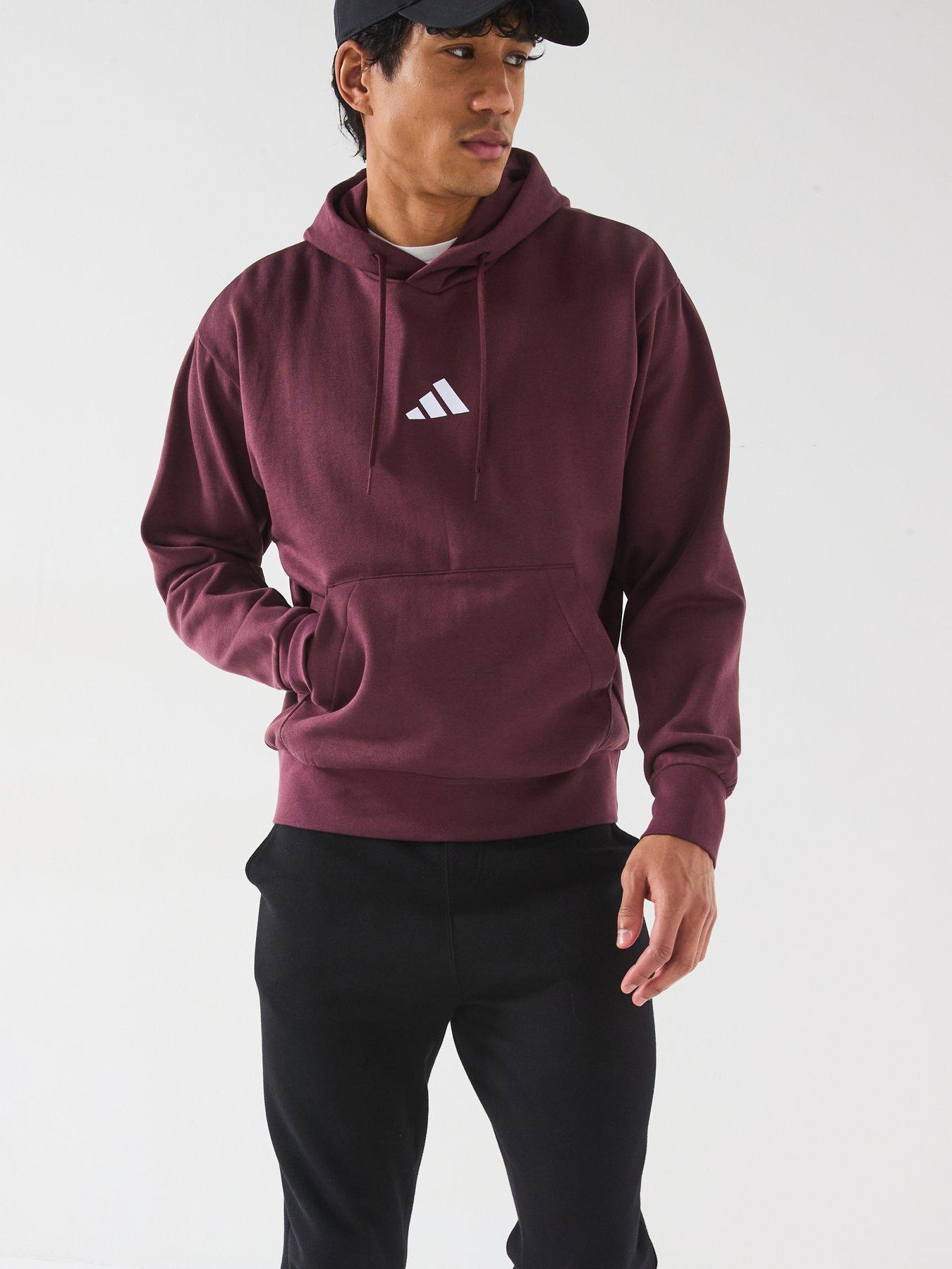  image of adidas-sportswear-mens-essentials-feelcozy-fleece-hoodie-burgundy