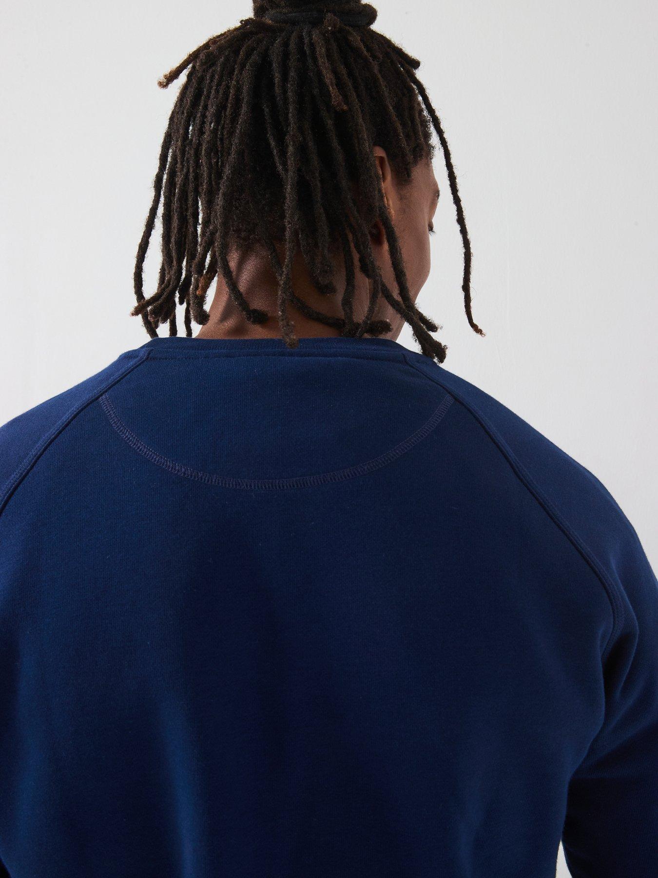  image of adidas-originals-mens-trefoil-essentials-crew-sweat-navy-blue