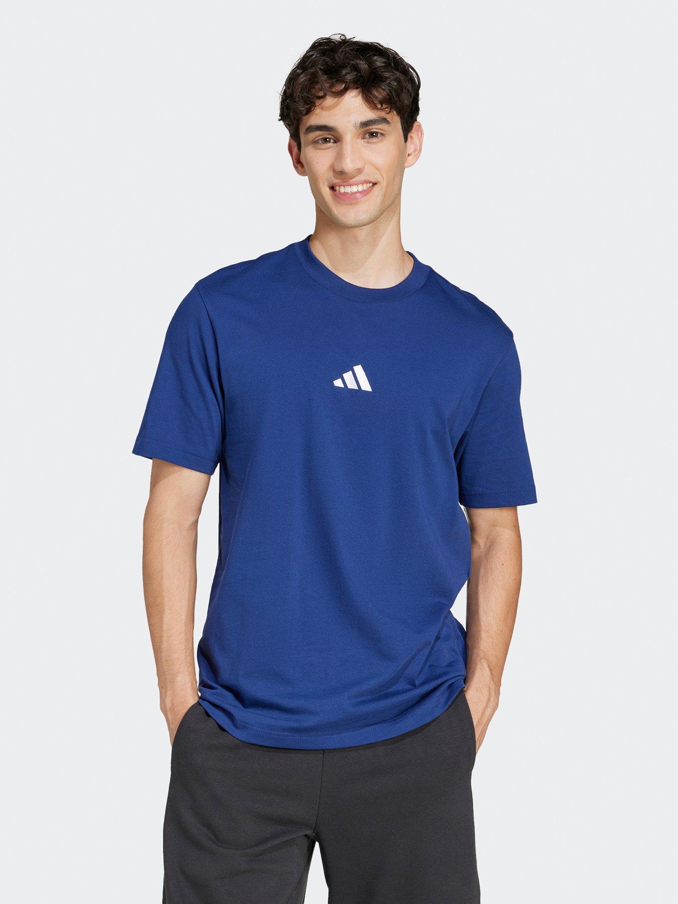 adidas Sportswear Men's Essentials Small Logo Single Jersey Tee - Dark Blue/White