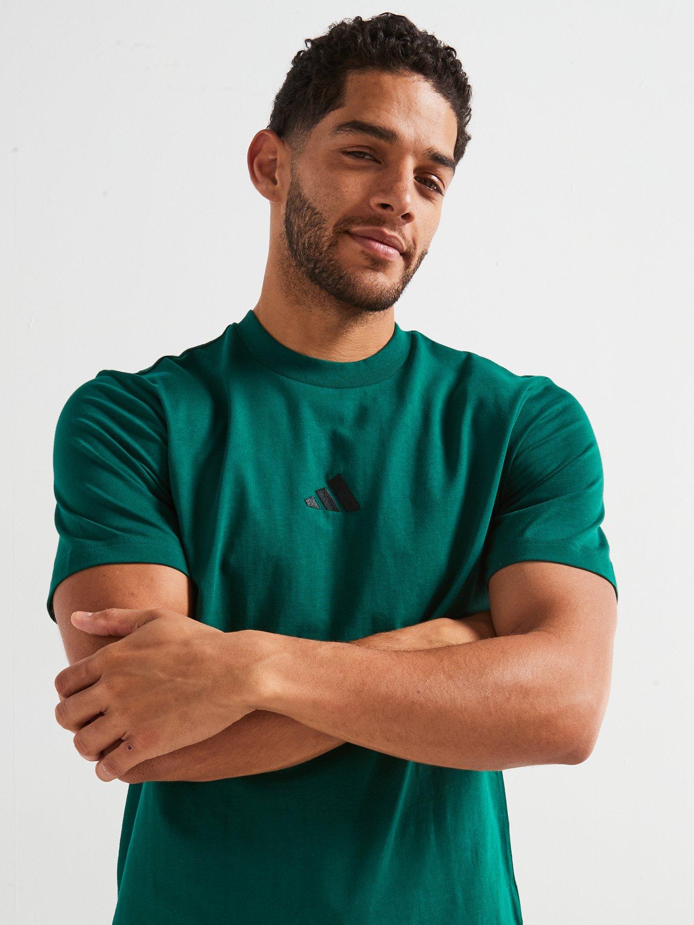 Image 4 of 6 of adidas Sportswear Mens Essentials Small Logo Single Jersey Tee - Green