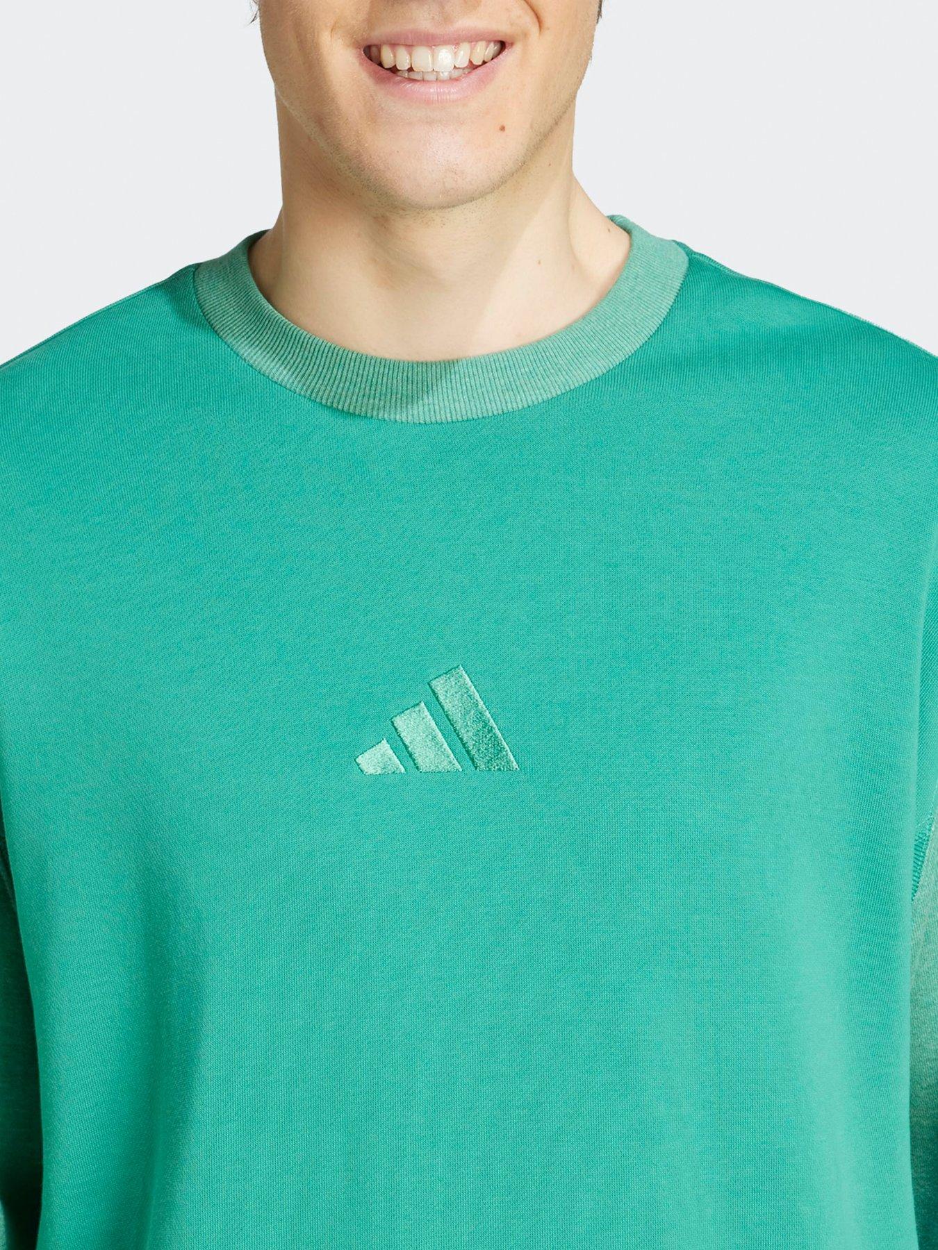 Image 4 of 5 of adidas Sportswear Mens All Szn French Terry Colorblock Crew Sweatshirt - Semi Court Green