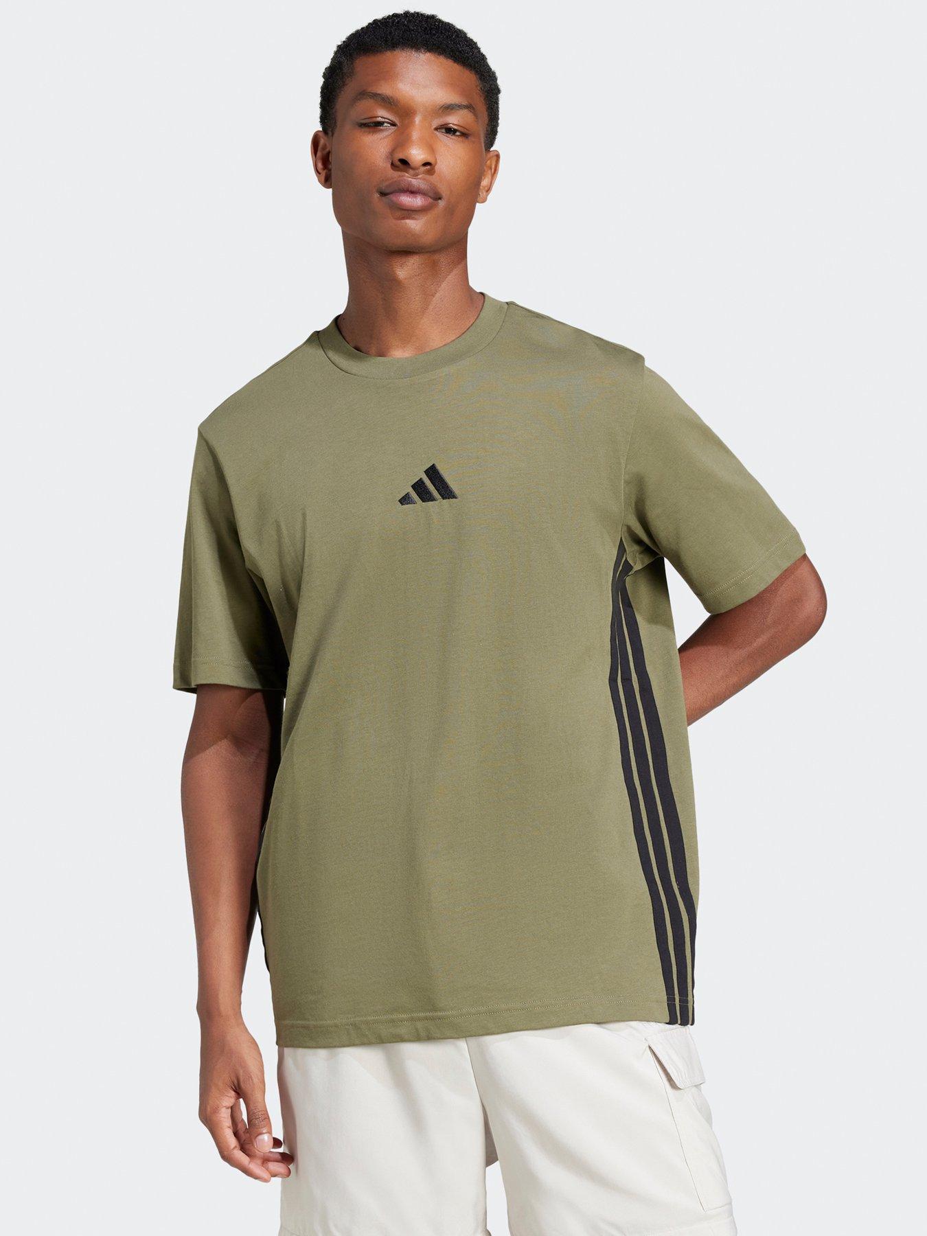 adidas Sportswear Mens Essentials 3-Stripe Single Jersey T-Shirt - Green