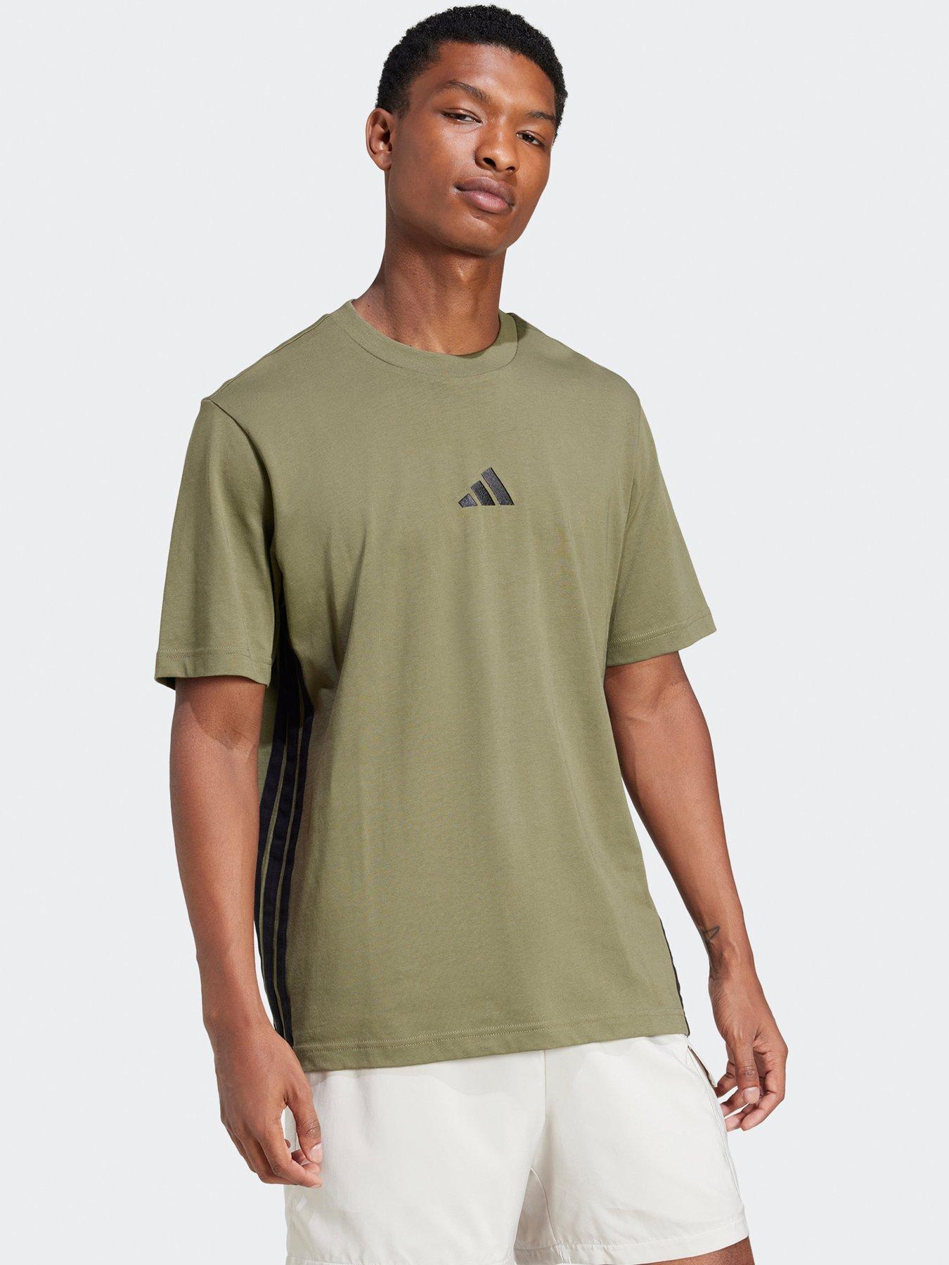  image of adidas-sportswear-mens-essentials-3-stripe-single-jersey-t-shirt-green
