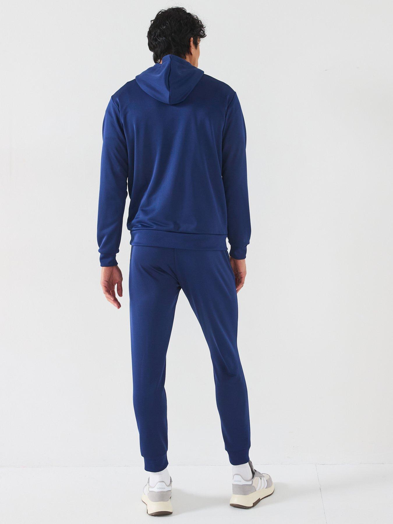  image of adidas-sportswear-mens-sportswear-french-terry-hooded-tracksuit-blue