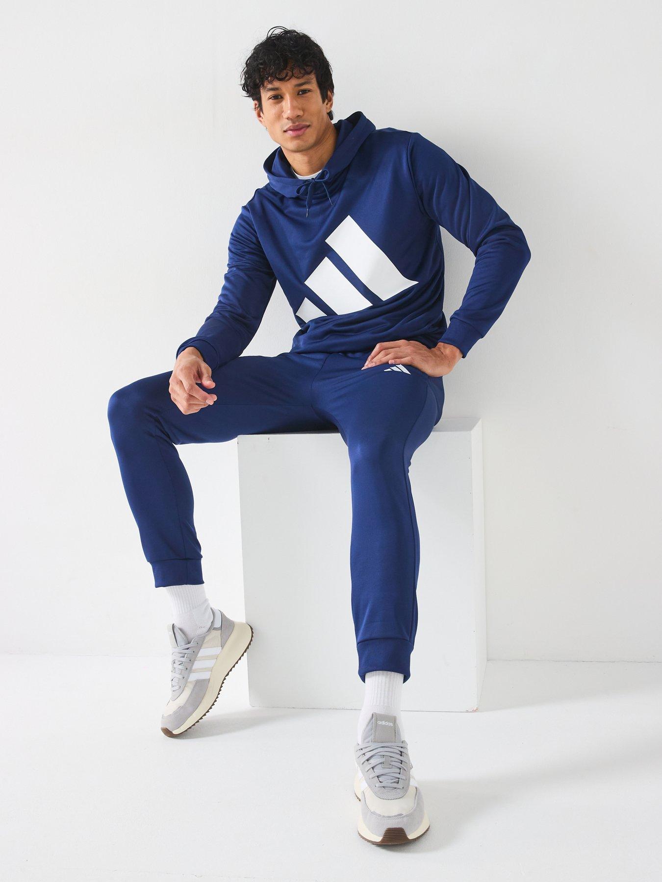  image of adidas-sportswear-mens-sportswear-french-terry-hooded-tracksuit-blue