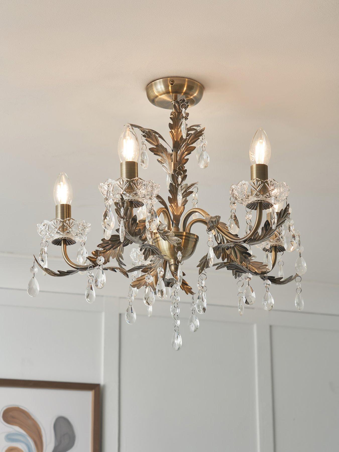 BHS Paisley 5 Light Flush Chandelier - Antique Brass